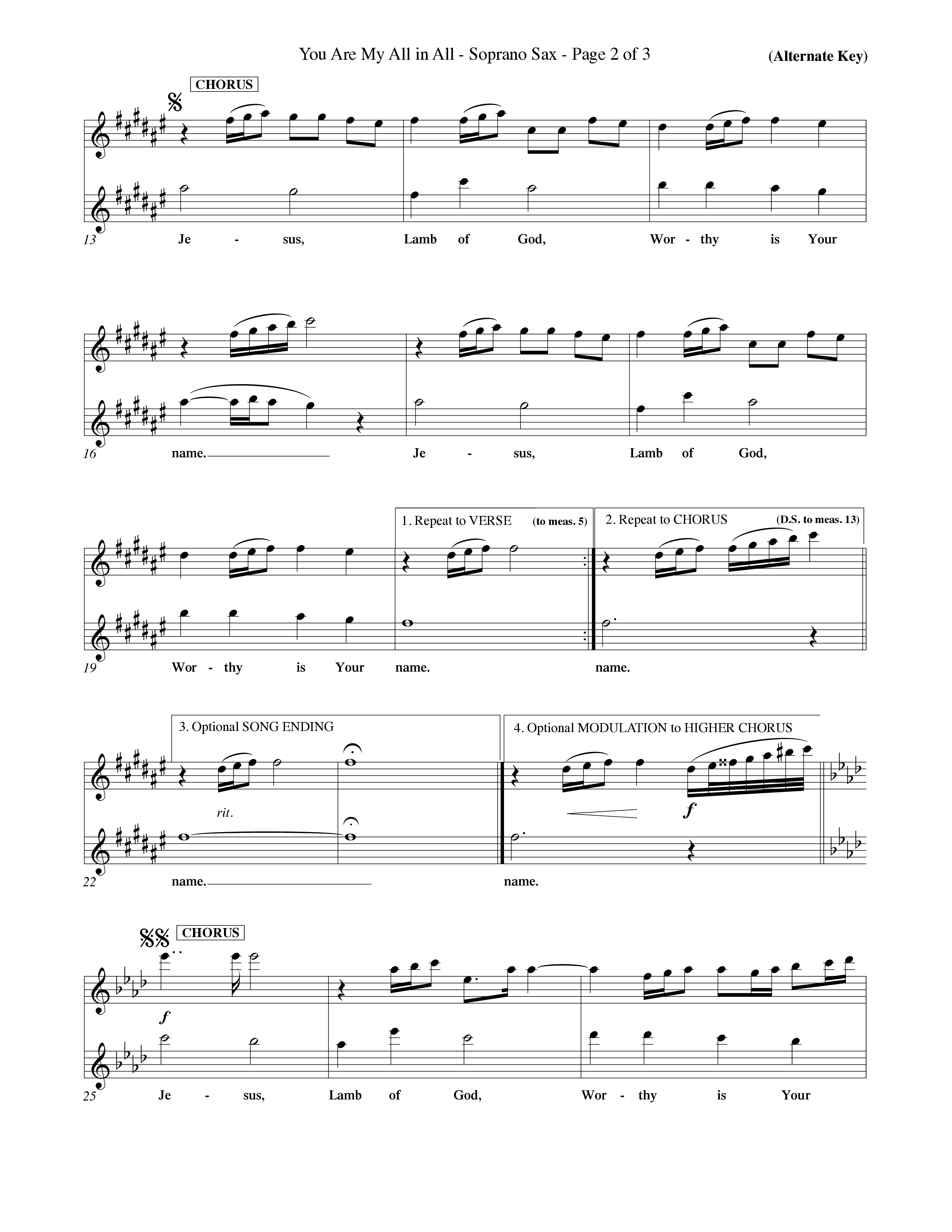 You Are My All In All (Choral Anthem SATB) Saxophone (Word Music Choral / Orch. Keith Christopher)