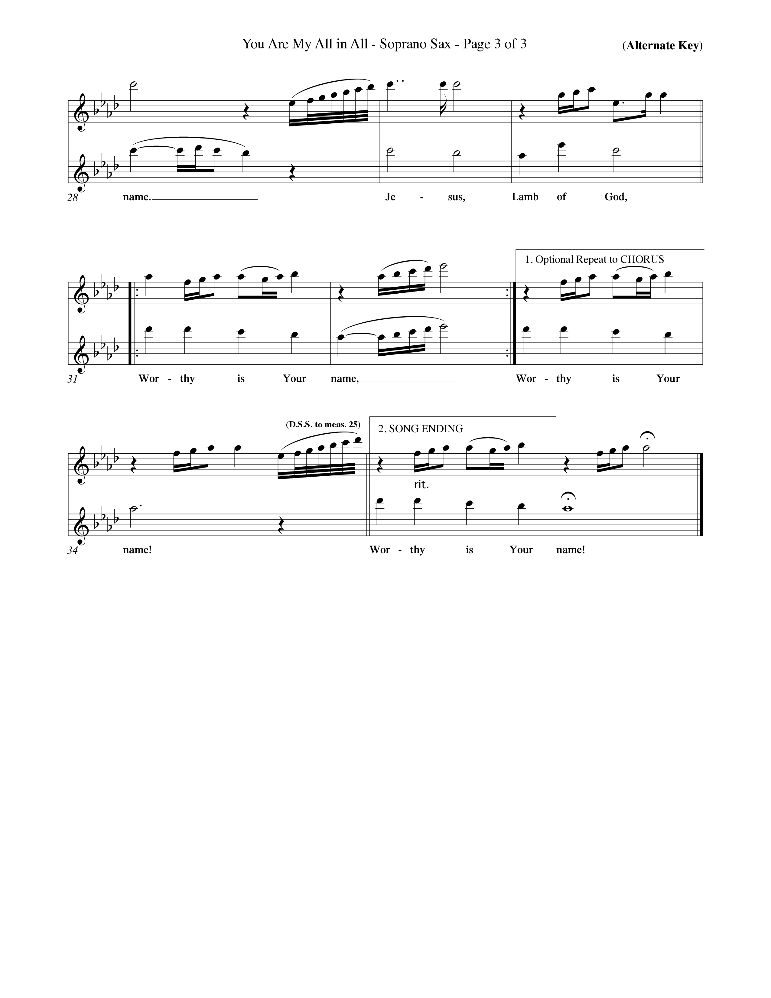 You Are My All In All (Choral Anthem SATB) Saxophone (Word Music Choral / Orch. Keith Christopher)