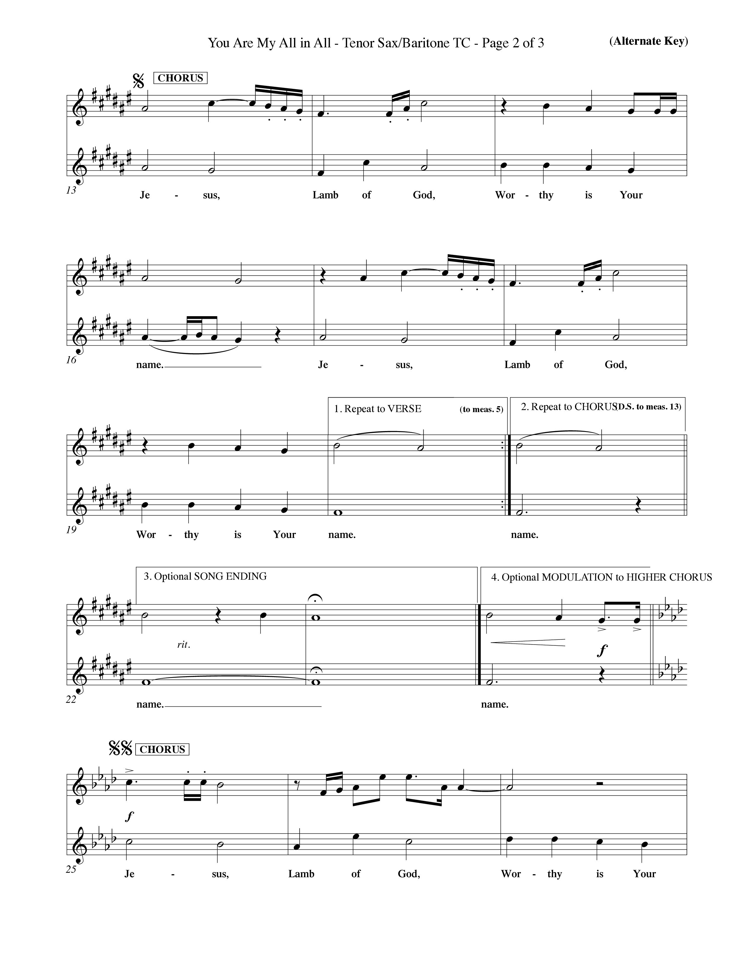 You Are My All In All (Choral Anthem SATB) Tenor Sax/Baritone T.C. (Word Music Choral / Orch. Keith Christopher)