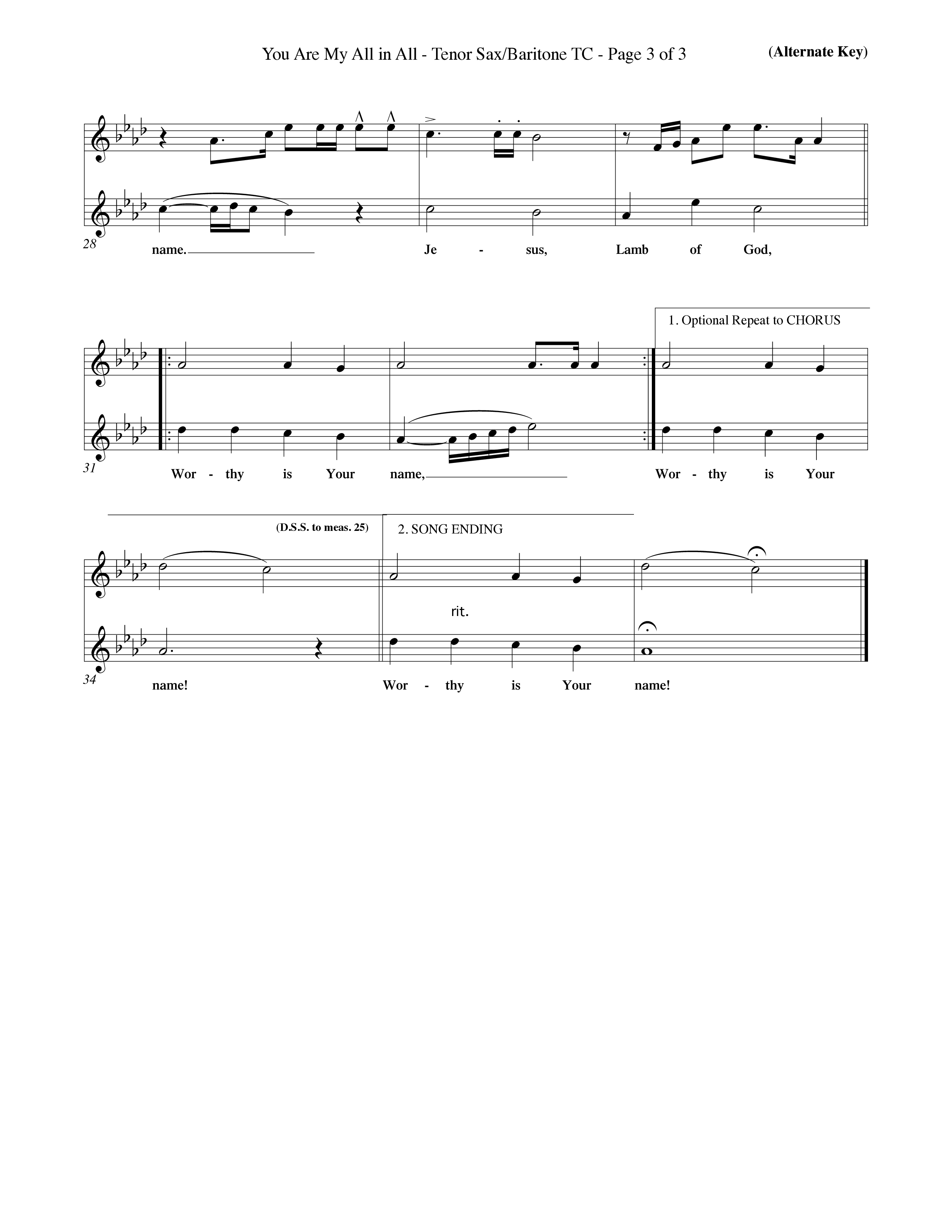 You Are My All In All (Choral Anthem SATB) Tenor Sax/Baritone T.C. (Word Music Choral / Orch. Keith Christopher)