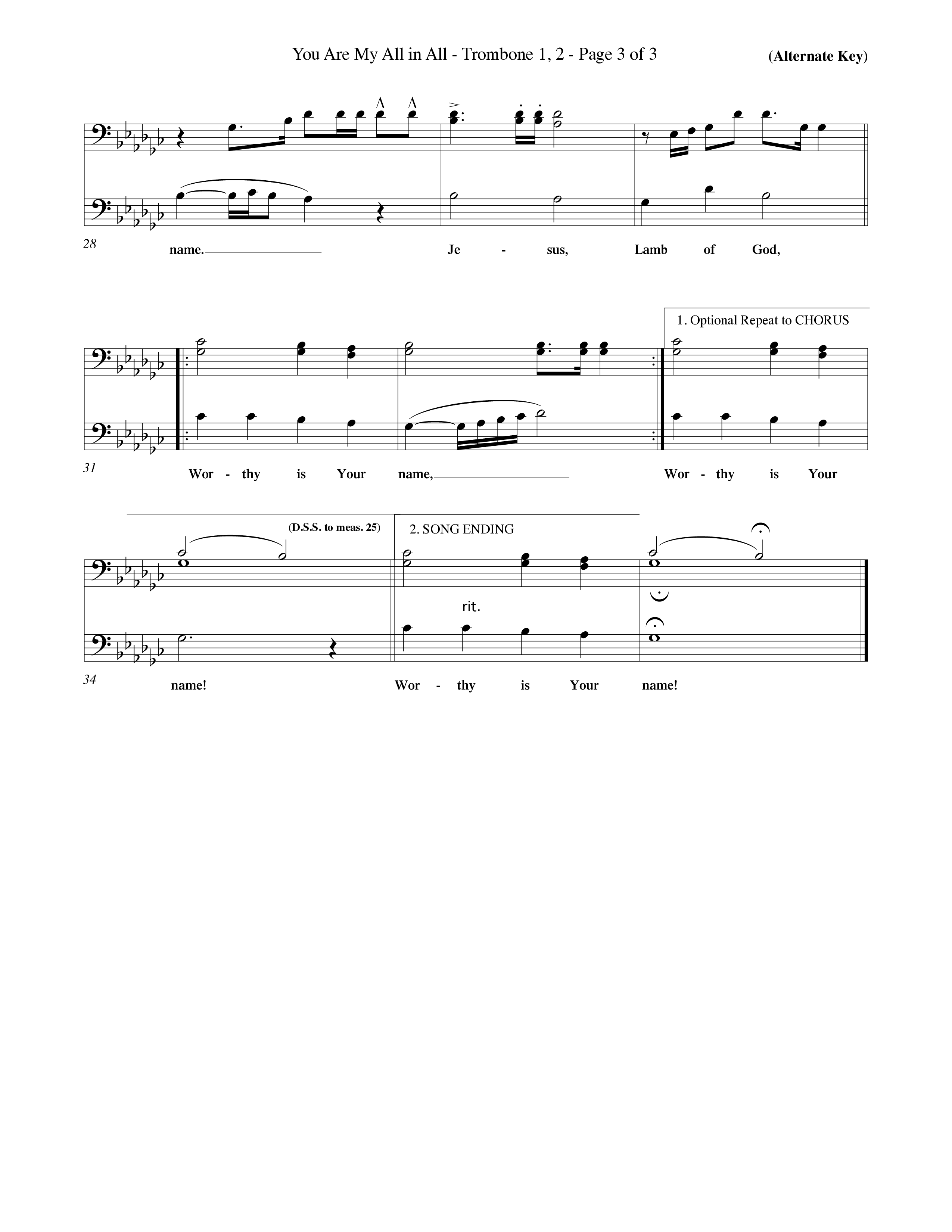 You Are My All In All (Choral Anthem SATB) Trombone 1/2 (Word Music Choral / Orch. Keith Christopher)