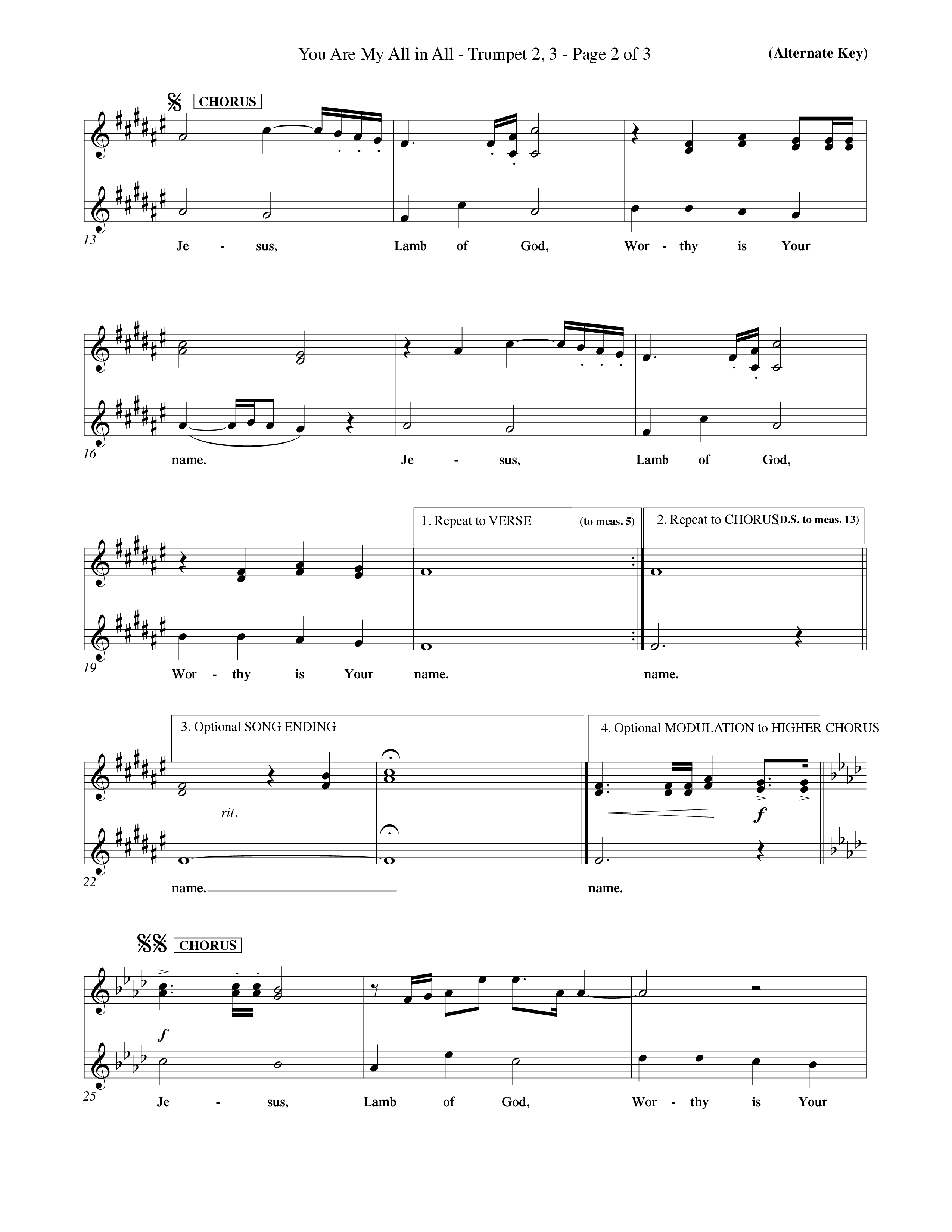 You Are My All In All (Choral Anthem SATB) Trumpet 2/3 (Word Music Choral / Orch. Keith Christopher)