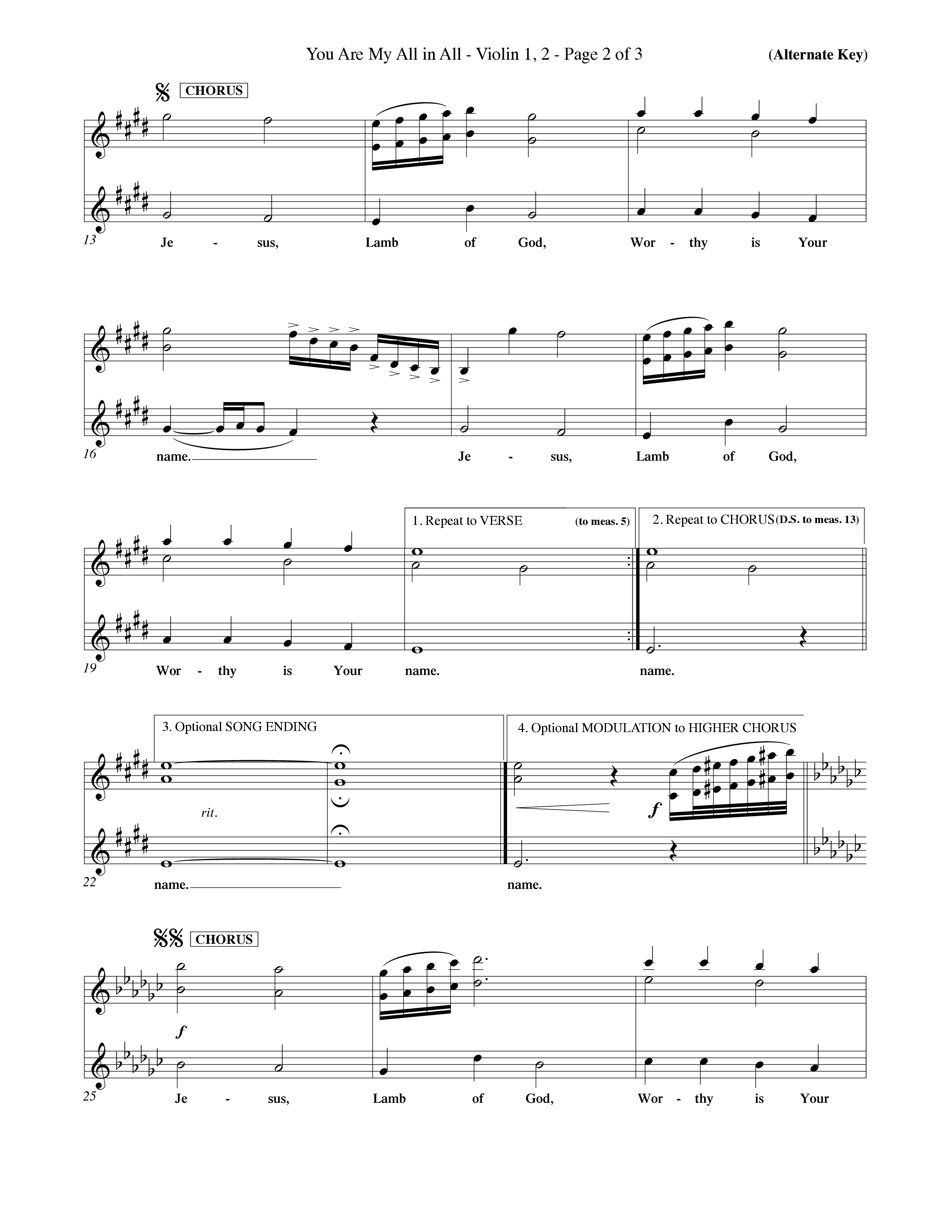 You Are My All In All (Choral Anthem SATB) Violin 1/2 (Word Music Choral / Orch. Keith Christopher)