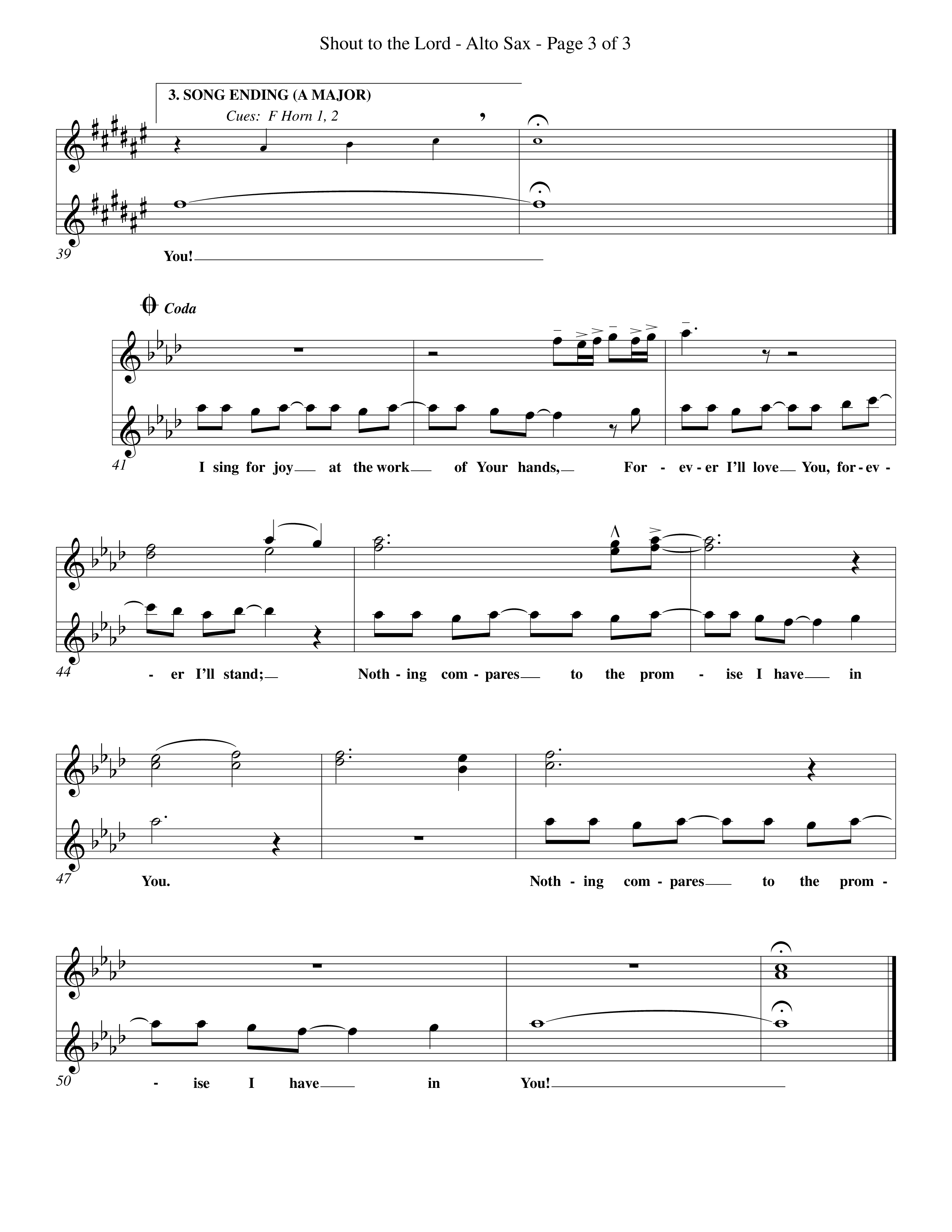 Shout To The Lord (Choral Anthem SATB) Alto Sax (Word Music Choral / Orch. Billy Payne)
