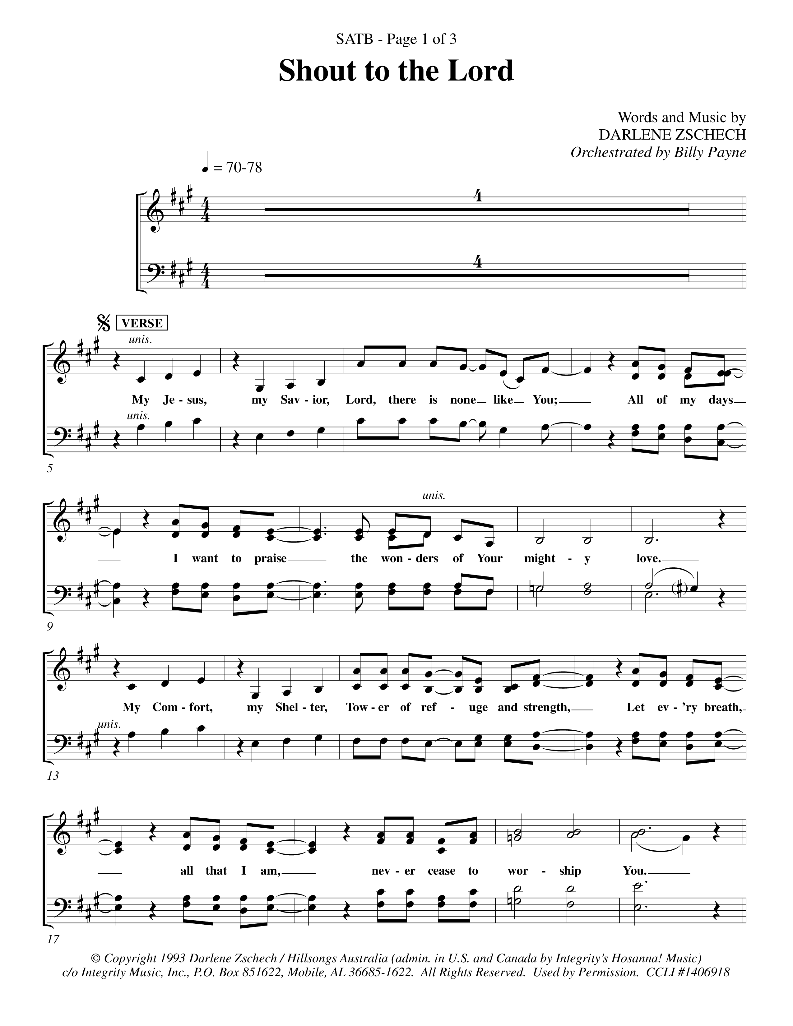 Shout To The Lord (Choral Anthem SATB) Choir Sheet (SATB) (Word Music Choral / Orch. Billy Payne)