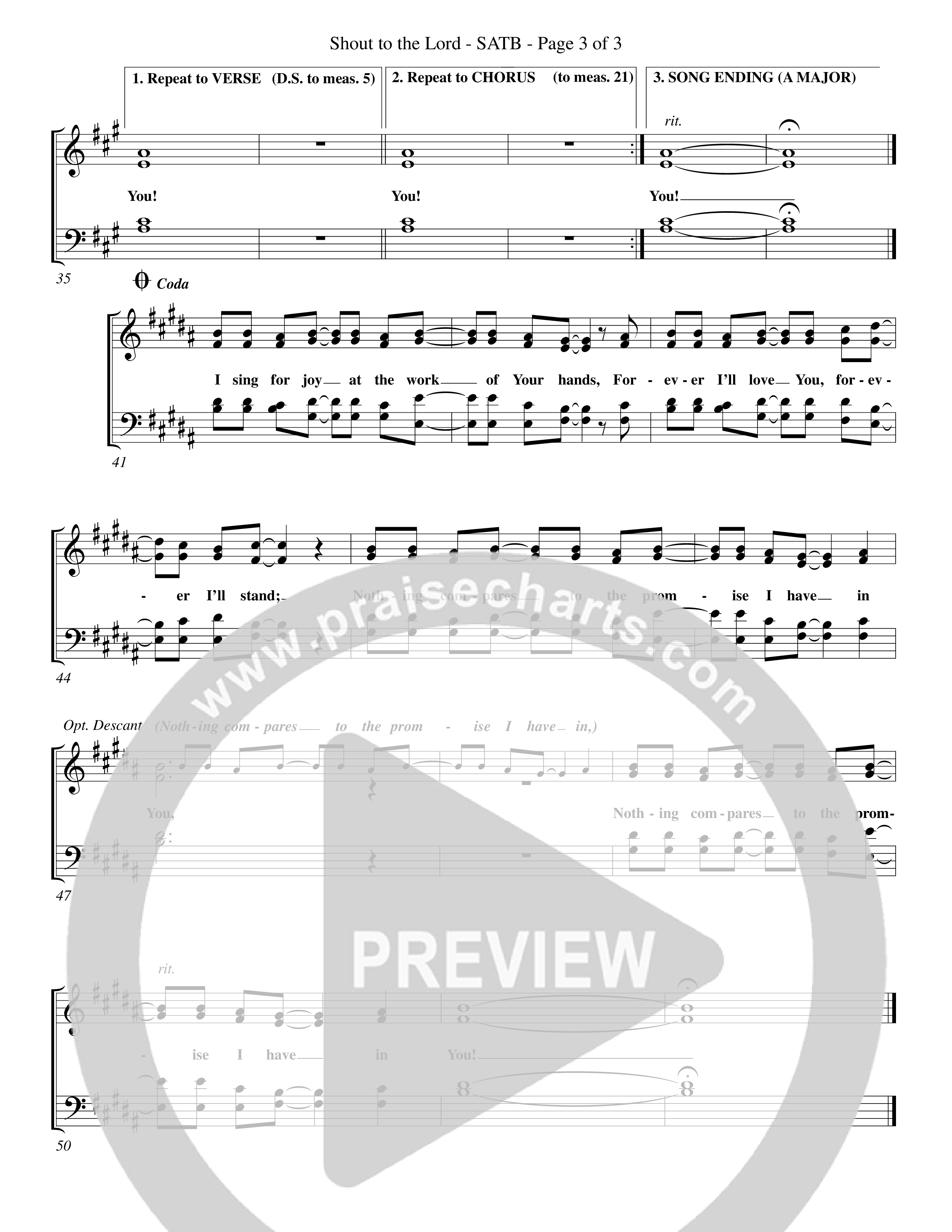 Shout To The Lord (Choral Anthem SATB) Choir Sheet (SATB) (Word Music Choral / Orch. Billy Payne)