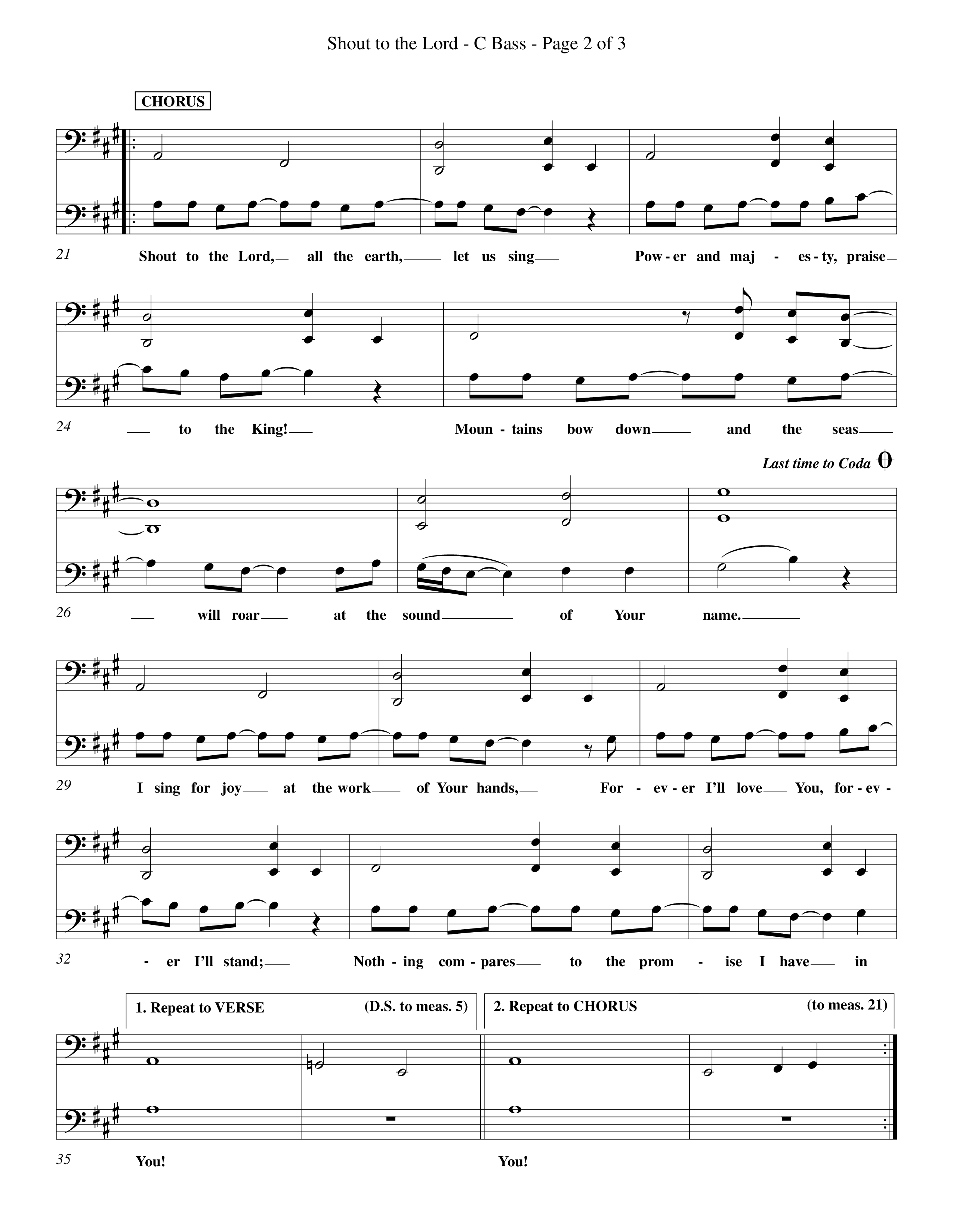 Shout To The Lord (Choral Anthem SATB) Contrabass (Word Music Choral / Orch. Billy Payne)