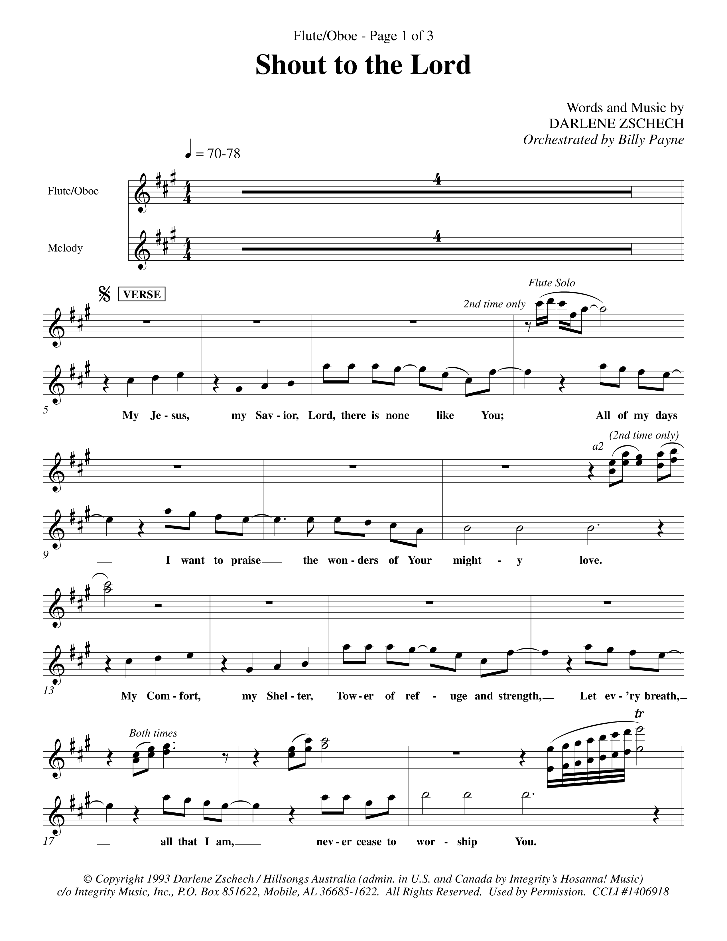 Shout To The Lord (Choral Anthem SATB) Flute/Oboe (Word Music Choral / Orch. Billy Payne)