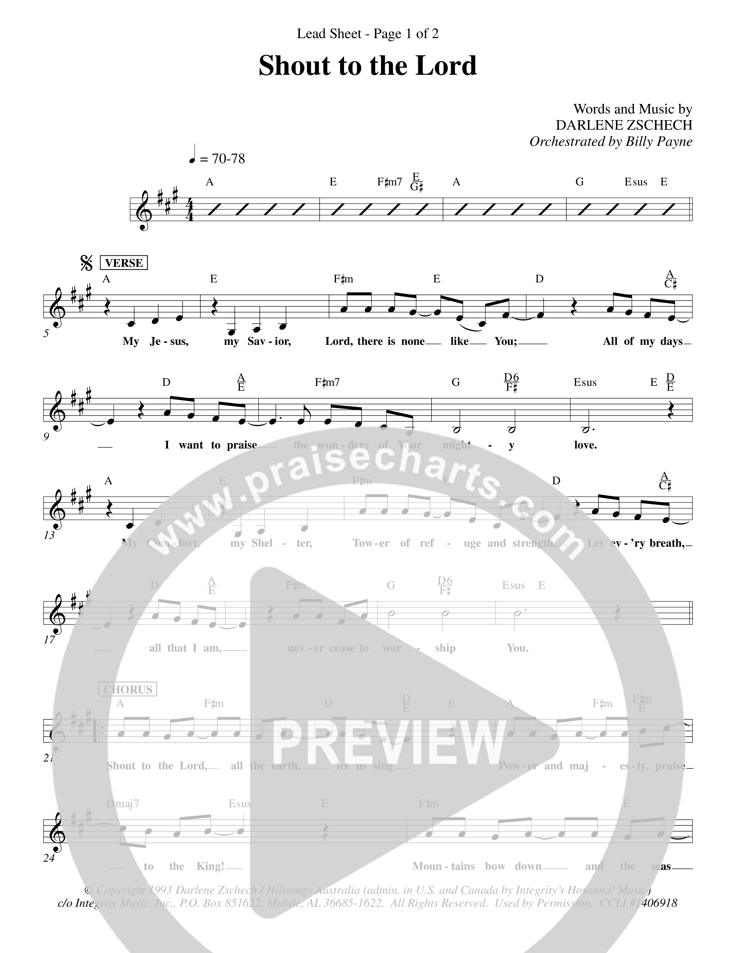 Shout To The Lord (Choral Anthem SATB) Rhythm Pack (Word Music Choral / Orch. Billy Payne)