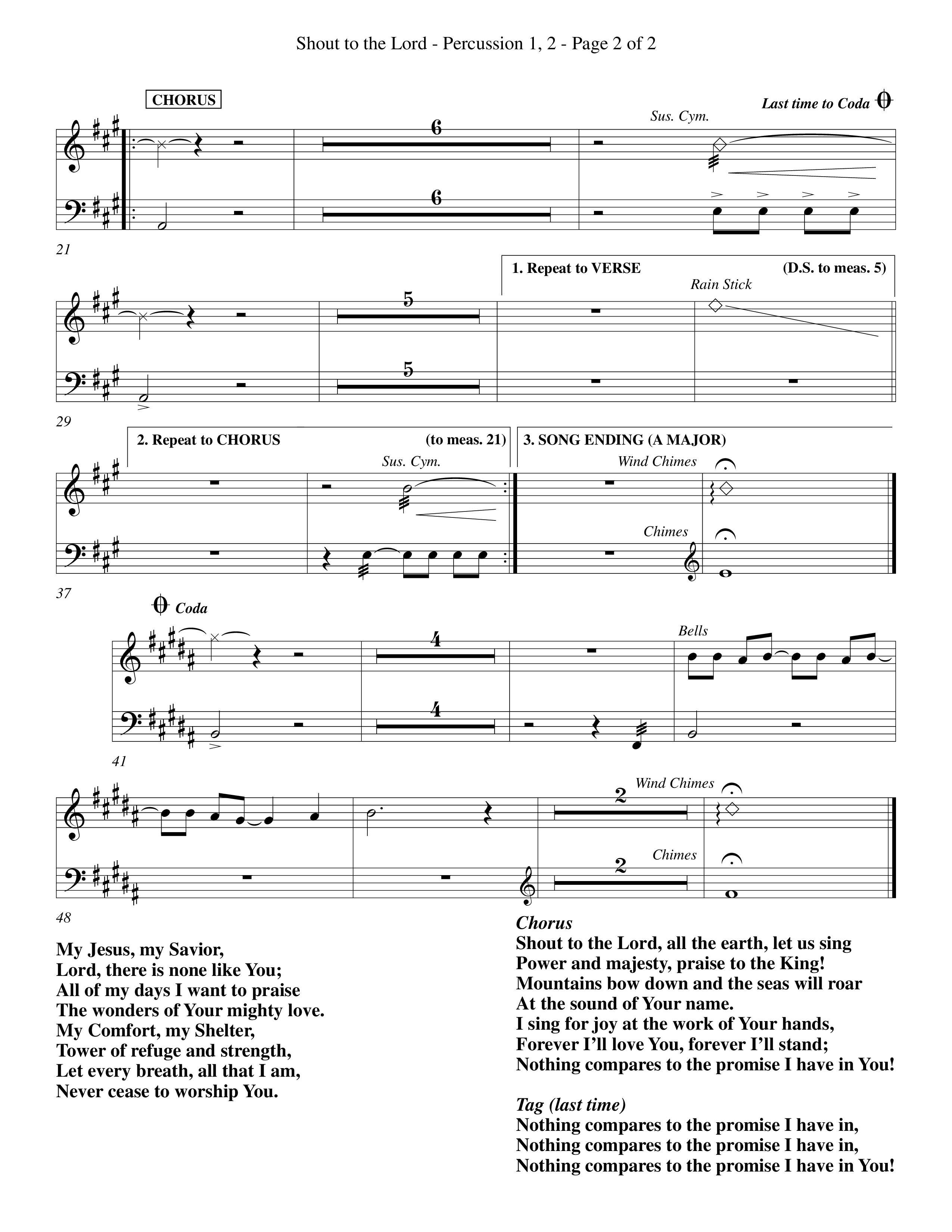 Shout To The Lord (Choral Anthem SATB) Percussion 1/2 (Word Music Choral / Orch. Billy Payne)