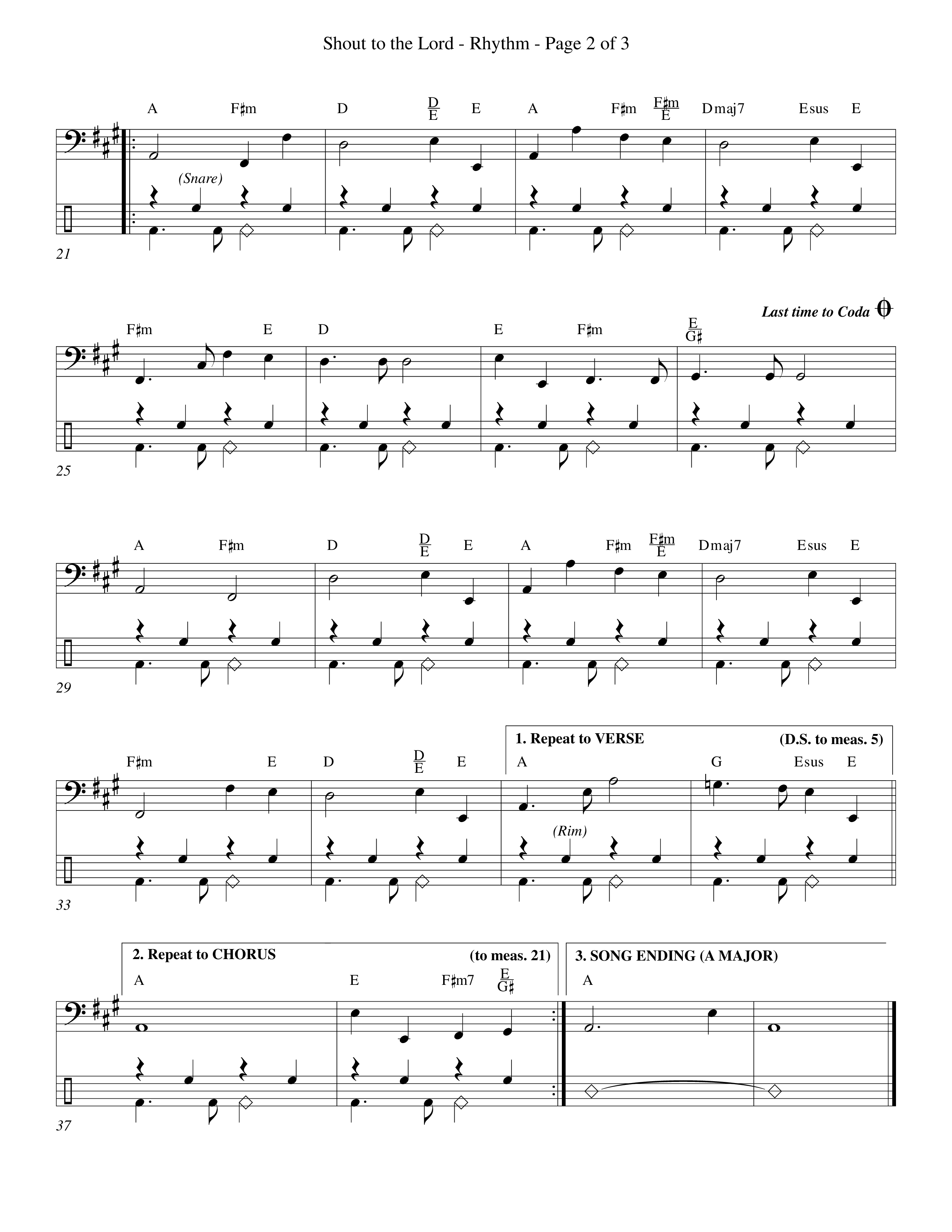 Shout To The Lord (Choral Anthem SATB) Rhythm Chart (Word Music Choral / Orch. Billy Payne)
