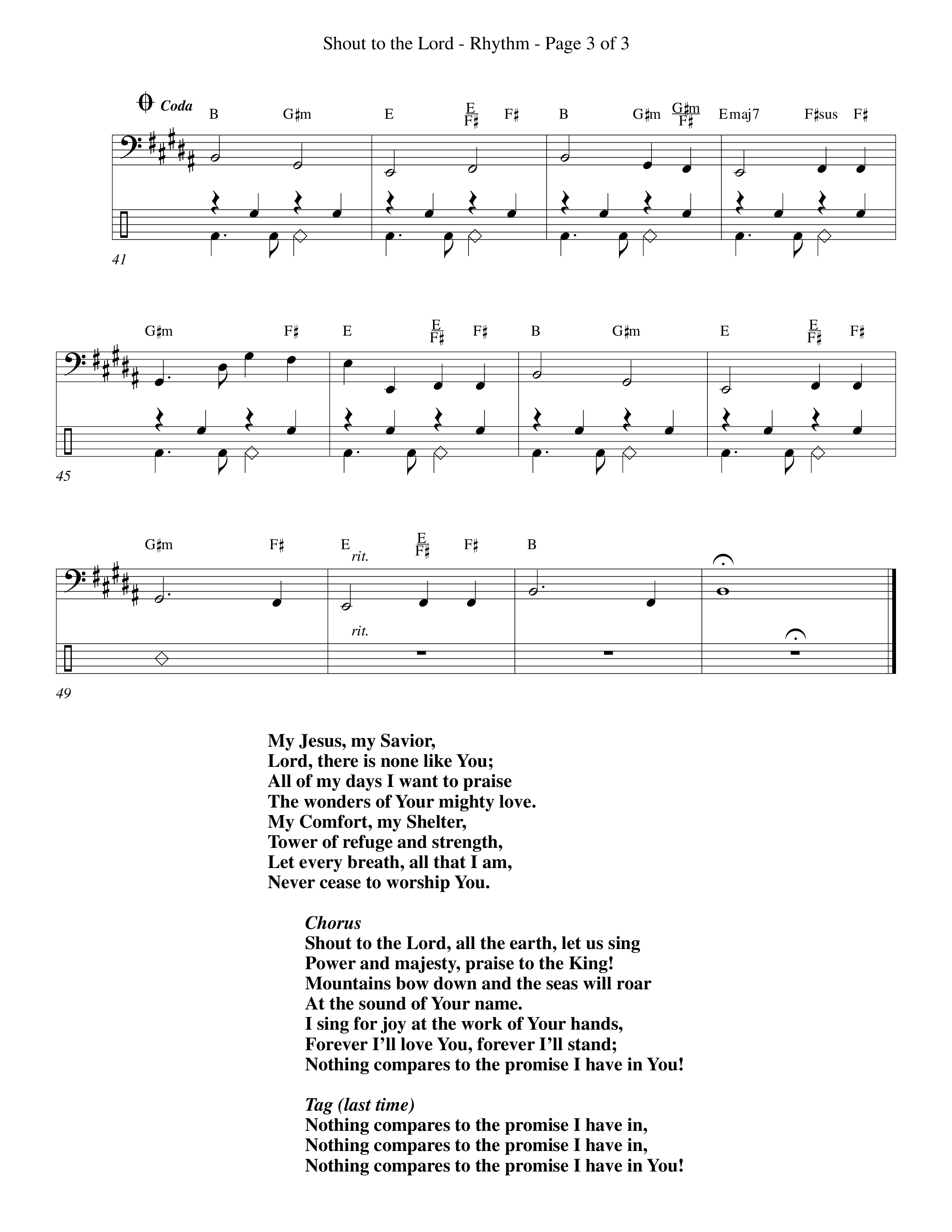 Shout To The Lord (Choral Anthem SATB) Rhythm Chart (Word Music Choral / Orch. Billy Payne)