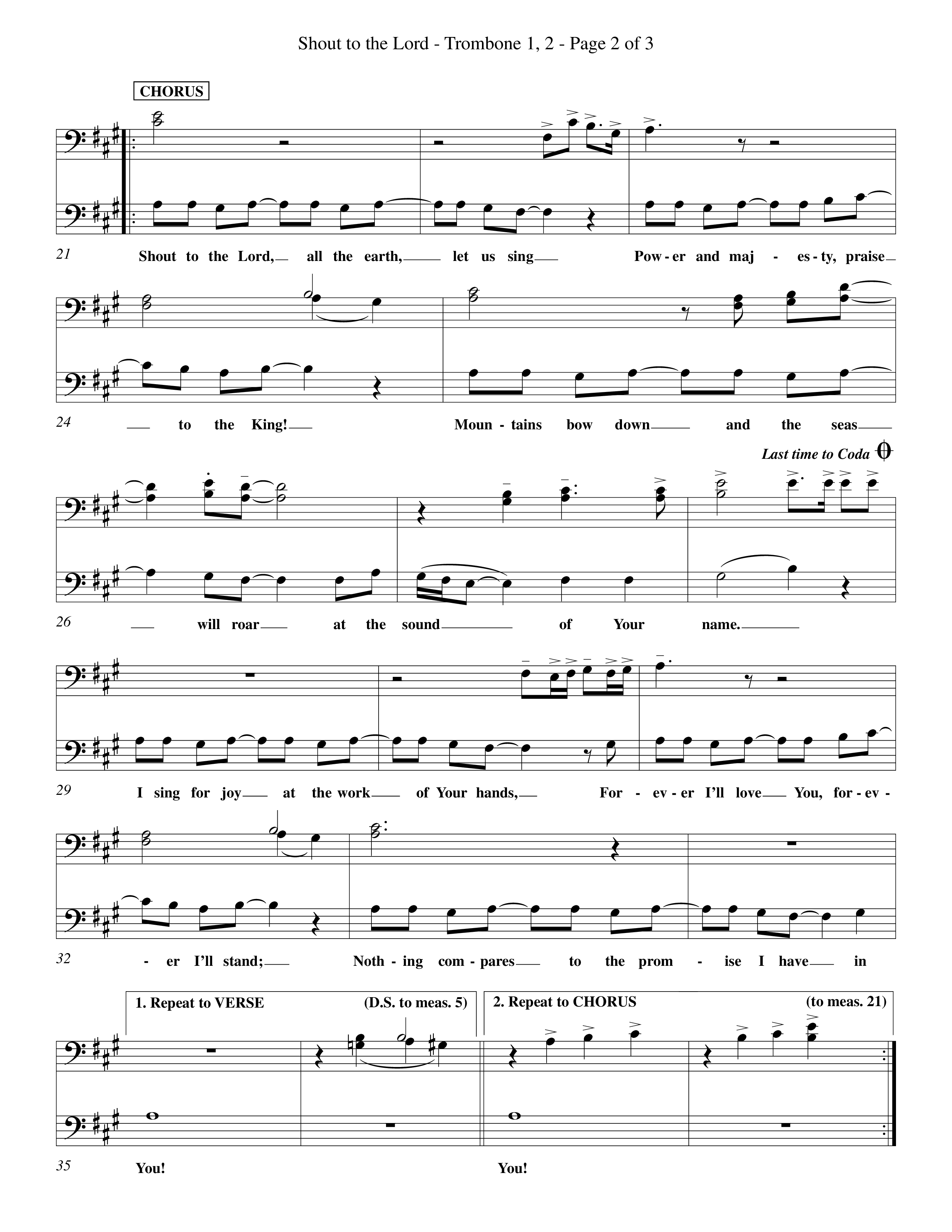 Shout To The Lord (Choral Anthem SATB) Trombone 1/2 (Word Music Choral / Orch. Billy Payne)