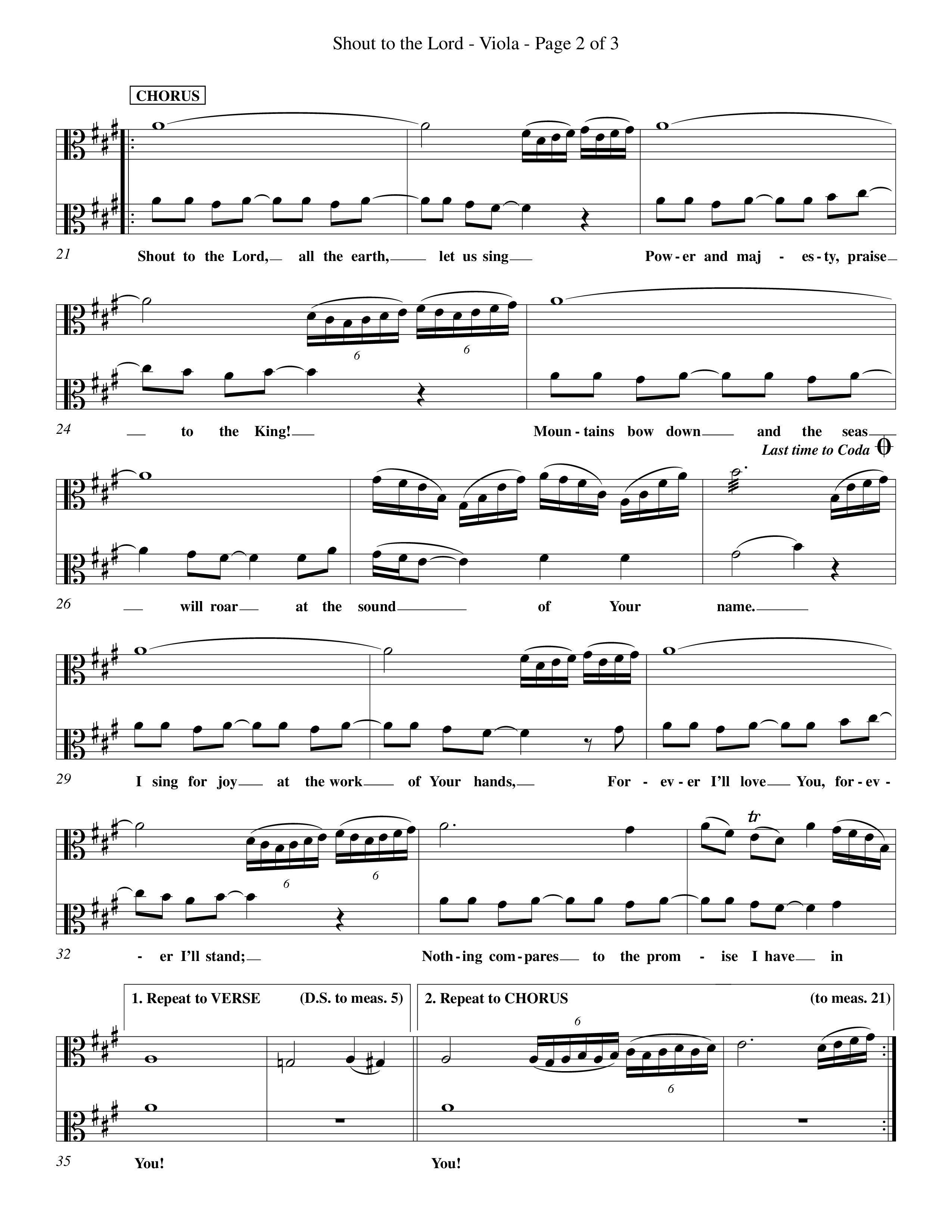 Shout To The Lord (Choral Anthem SATB) Viola (Word Music Choral / Orch. Billy Payne)