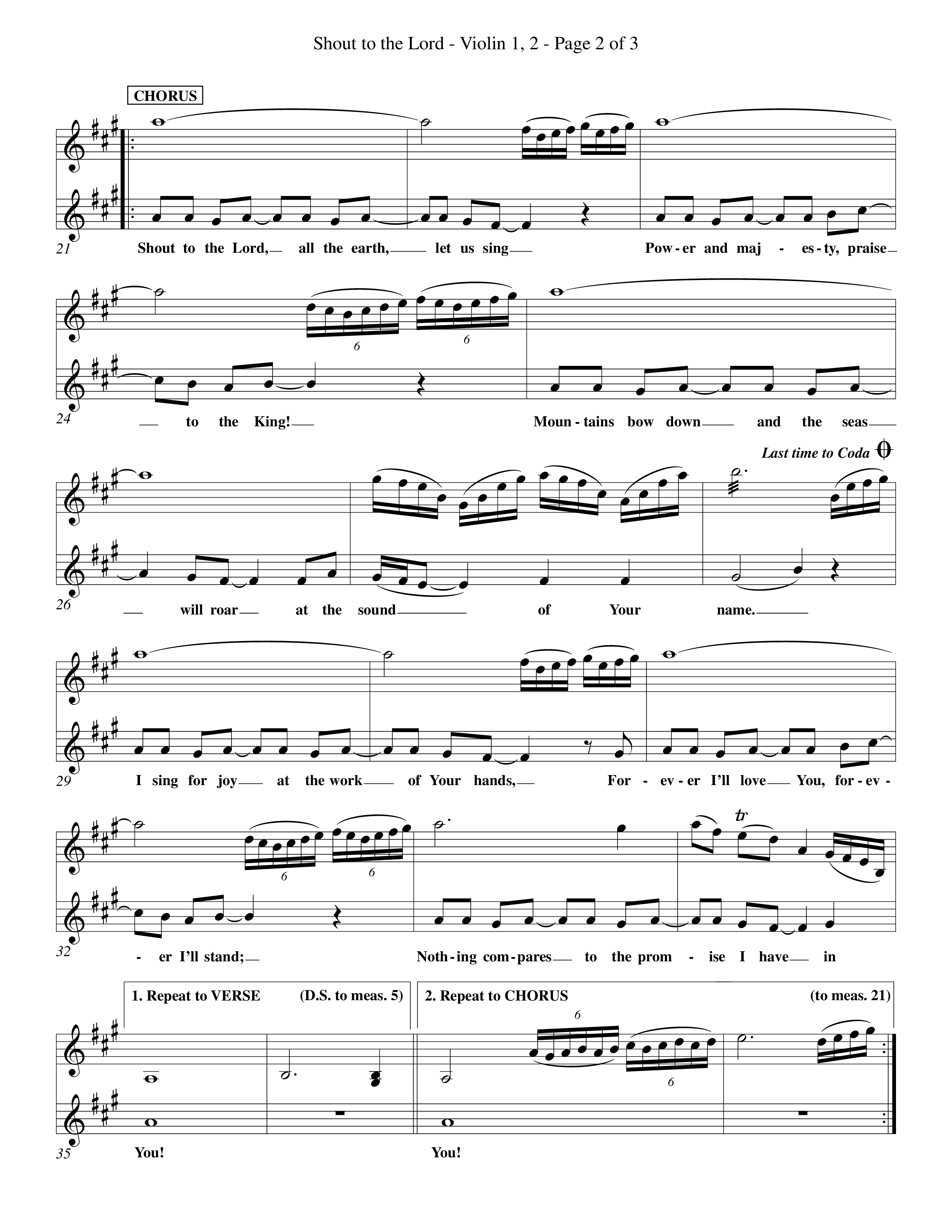 Shout To The Lord (Choral Anthem SATB) Violin 1/2 (Word Music Choral / Orch. Billy Payne)