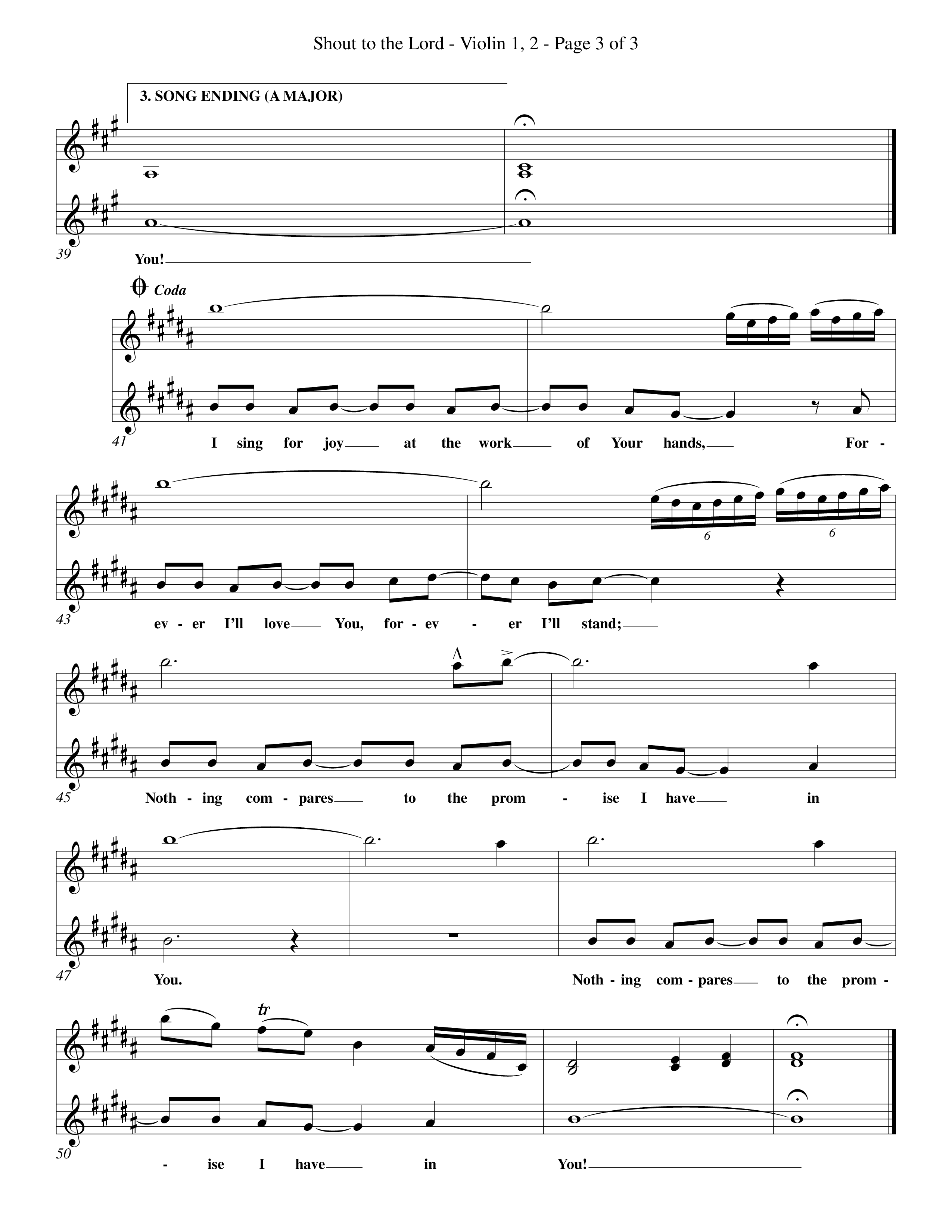 Shout To The Lord (Choral Anthem SATB) Violin 1/2 (Word Music Choral / Orch. Billy Payne)