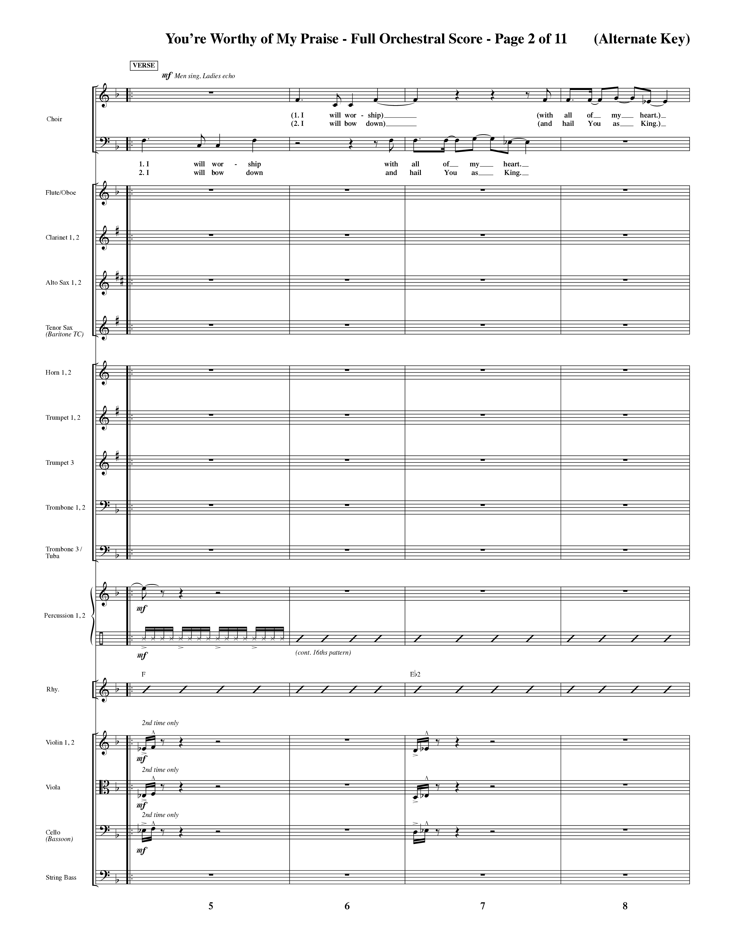 You're Worthy Of My Praise (Choral Anthem SATB) Orchestration (Word Music Choral / Orch. Cliff Duren)