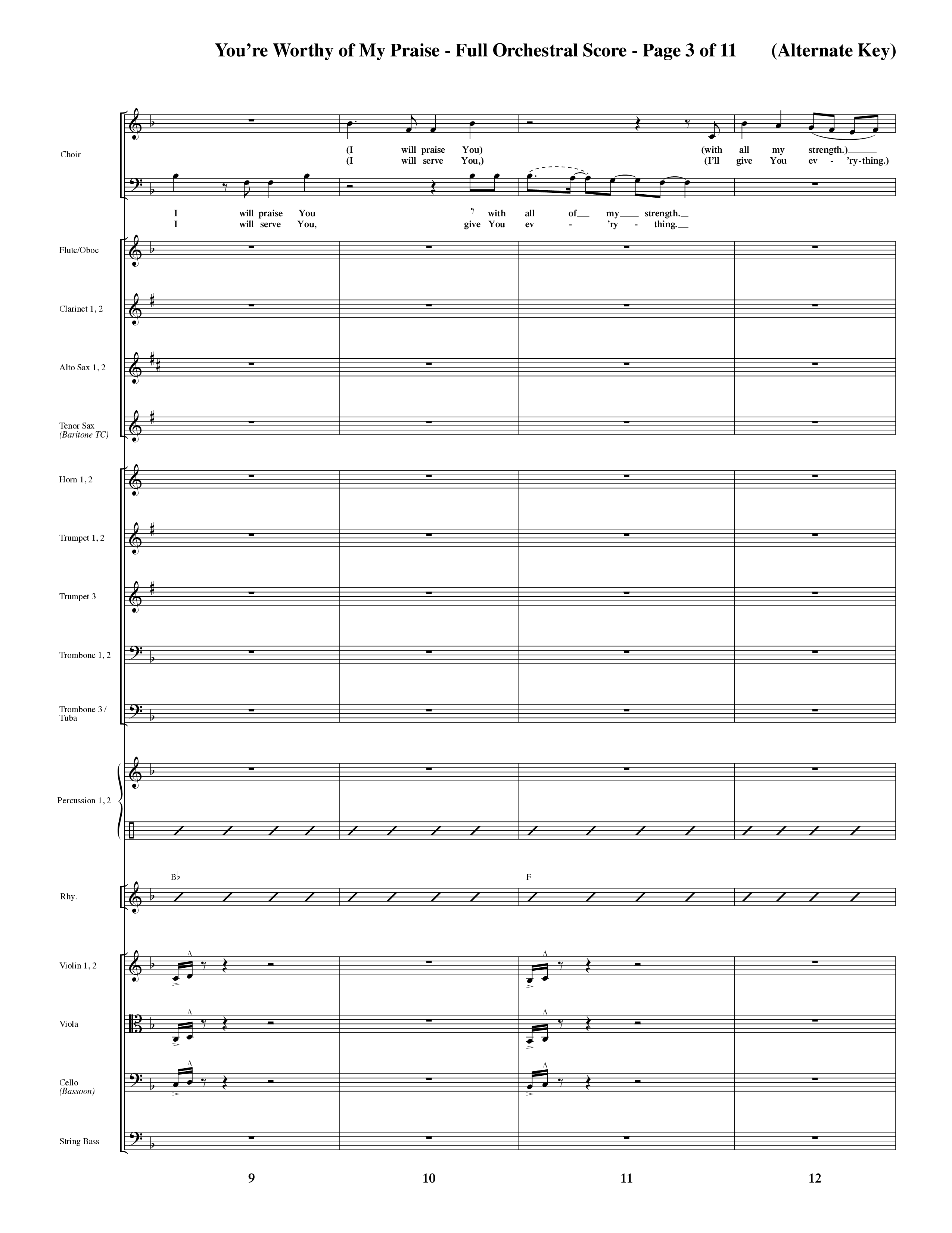 You're Worthy Of My Praise (Choral Anthem SATB) Orchestration (Word Music Choral / Orch. Cliff Duren)