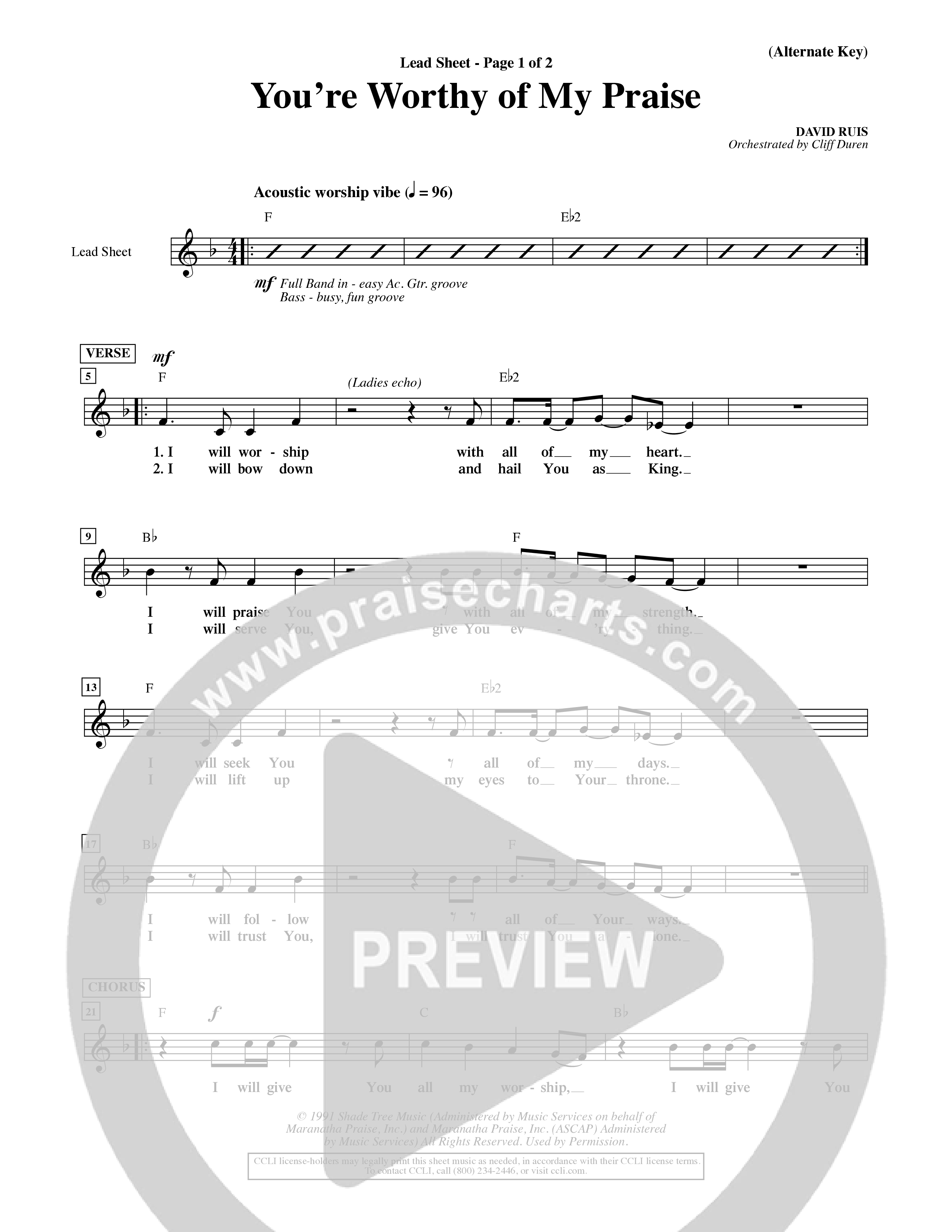 You're Worthy Of My Praise (Choral Anthem SATB) Rhythm Pack (Word Music Choral / Orch. Cliff Duren)