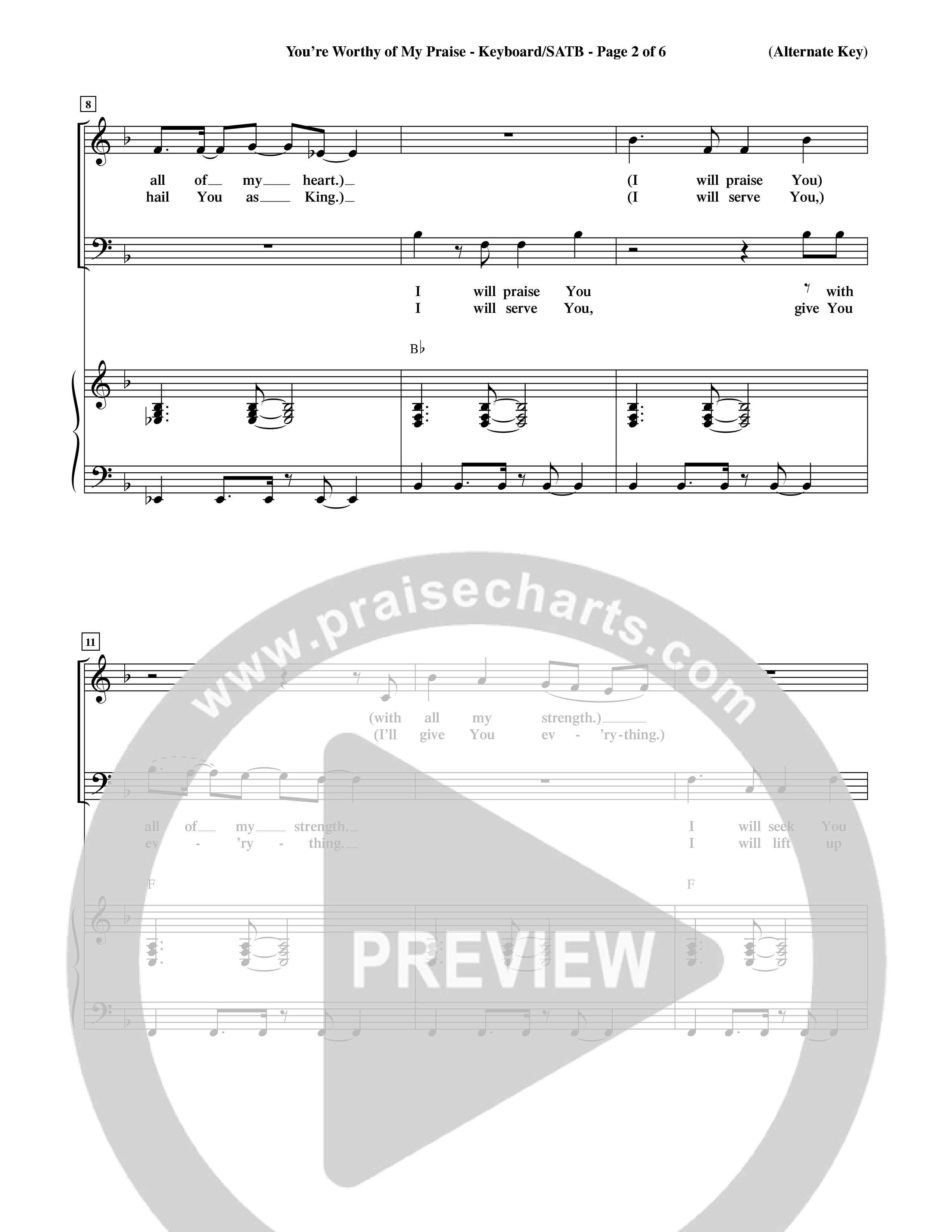 You're Worthy Of My Praise (Choral Anthem SATB) Keyboard/Vocal (SATB) (Word Music Choral / Orch. Cliff Duren)