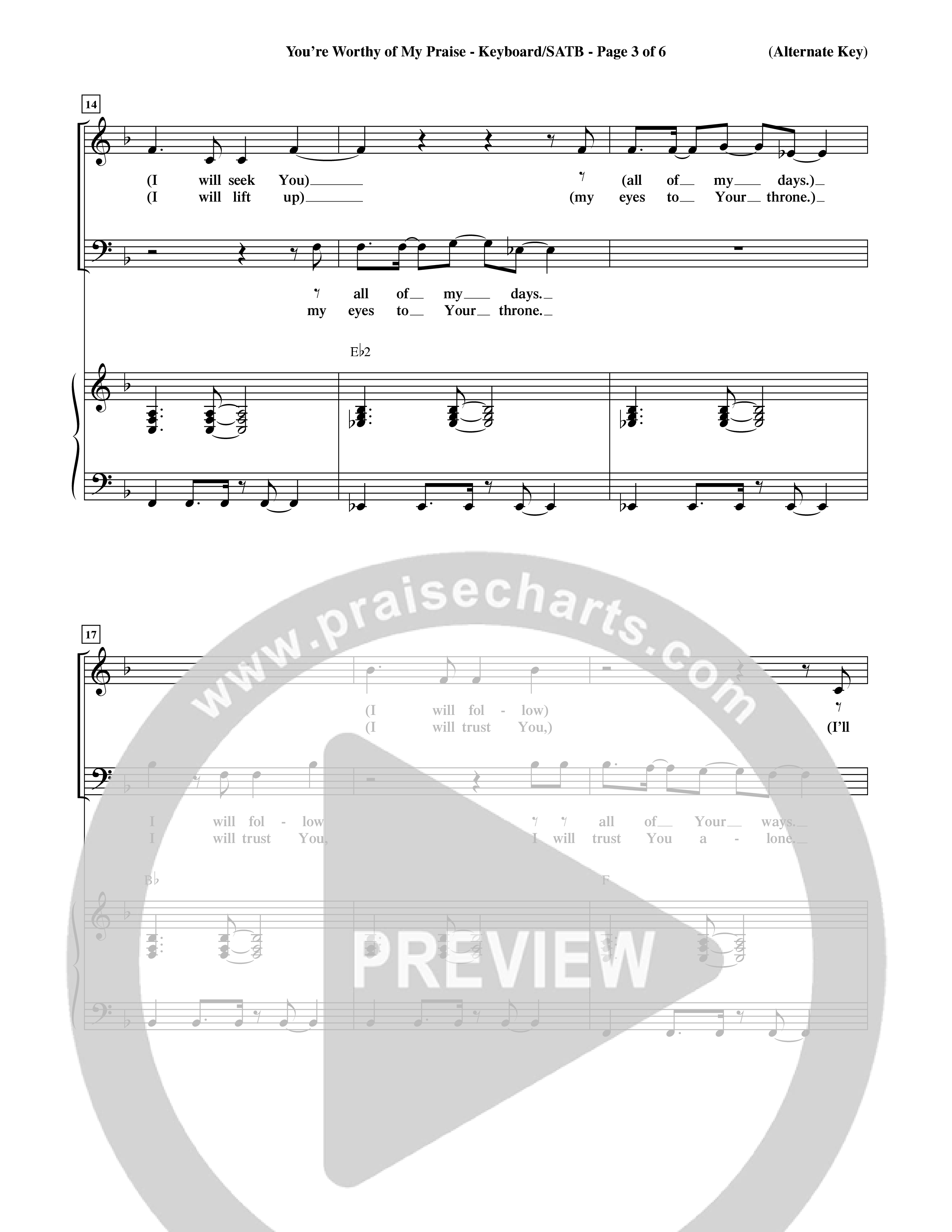 You're Worthy Of My Praise (Choral Anthem SATB) Keyboard/Vocal (SATB) (Word Music Choral / Orch. Cliff Duren)