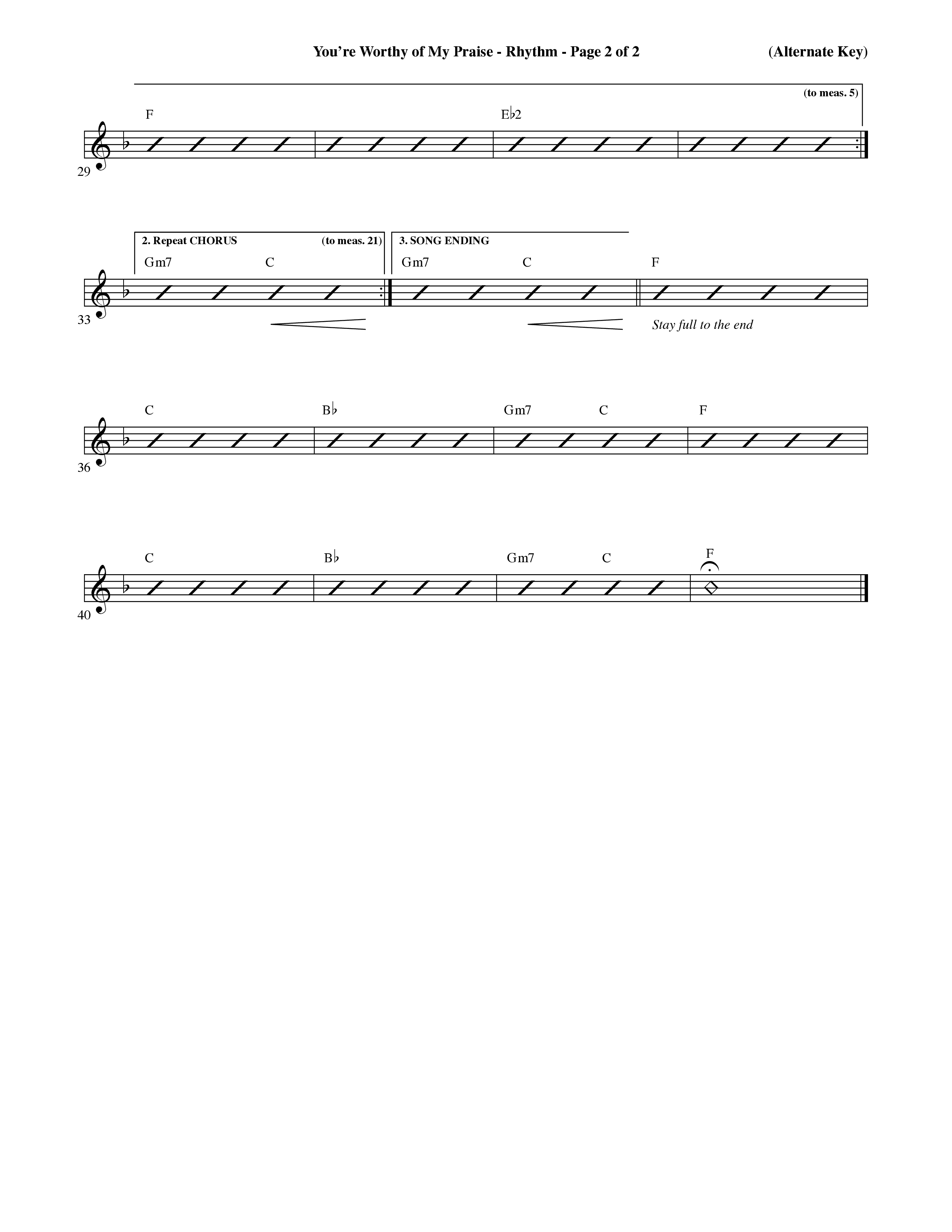 You're Worthy Of My Praise (Choral Anthem SATB) Rhythm Chart (Word Music Choral / Orch. Cliff Duren)