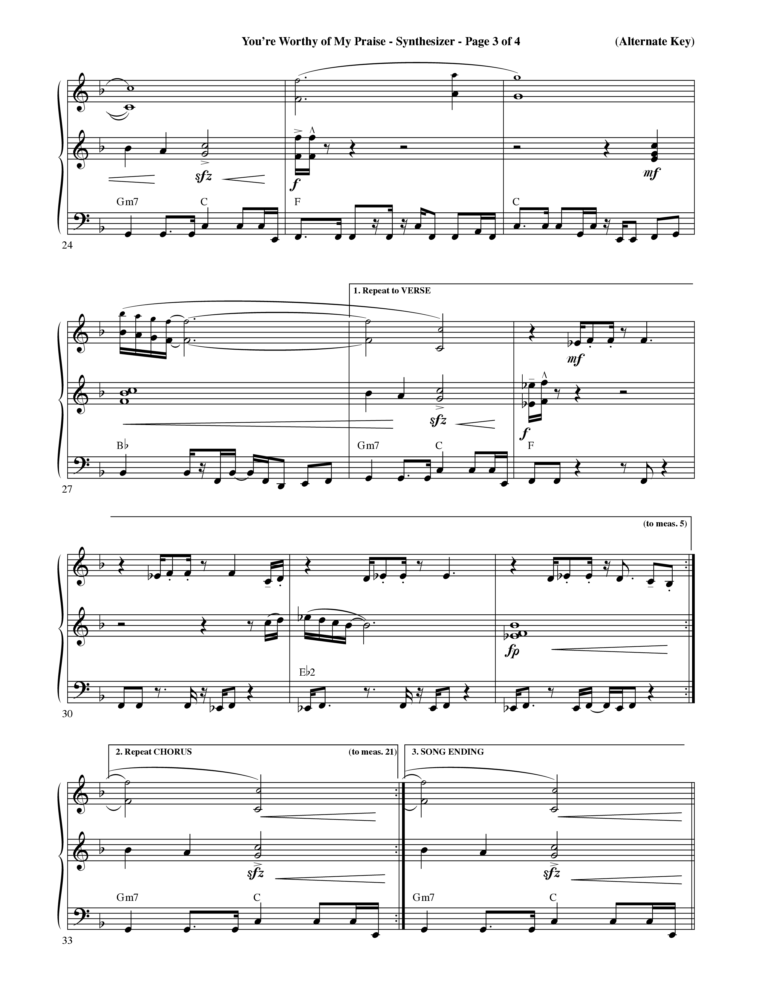 You're Worthy Of My Praise (Choral Anthem SATB) Synth (Word Music Choral / Orch. Cliff Duren)