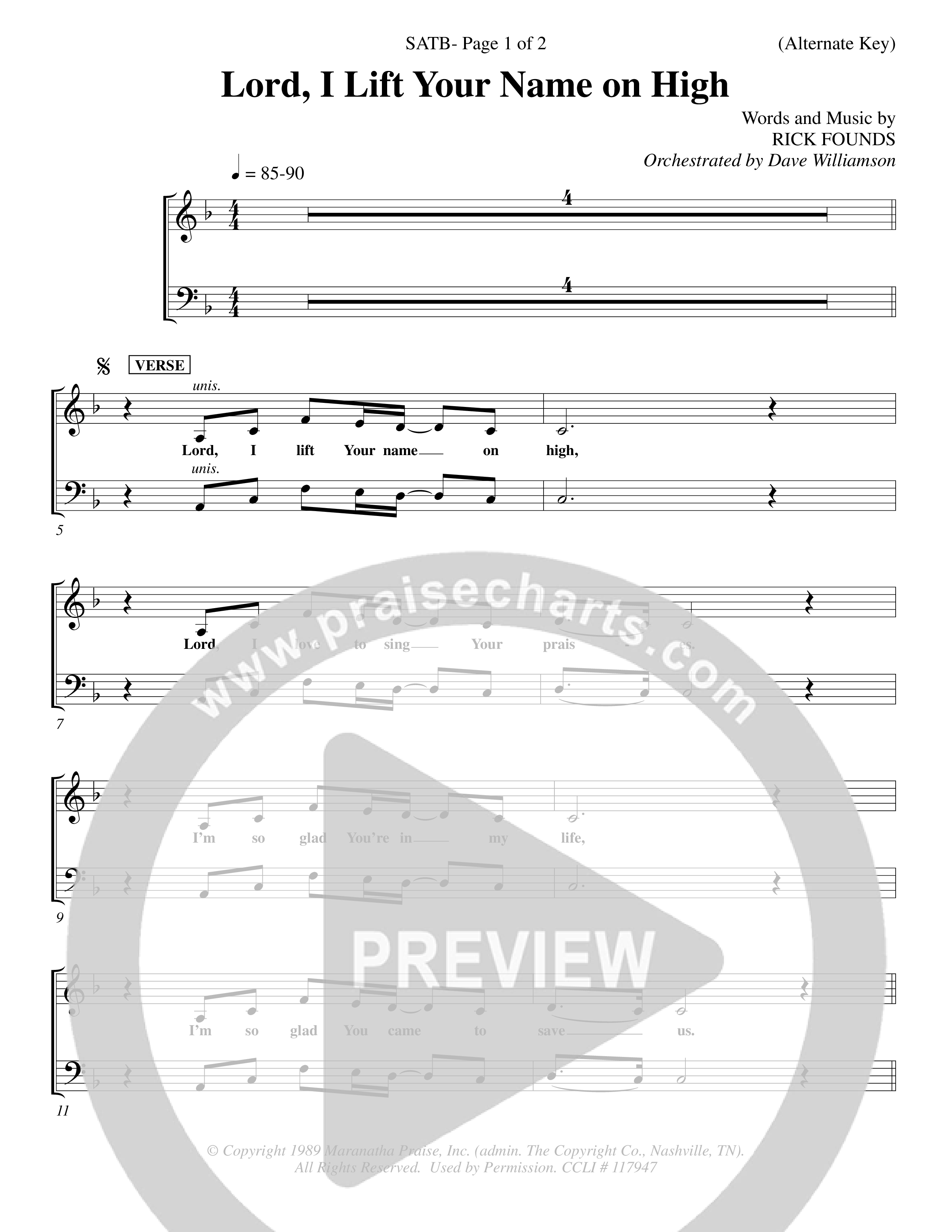 Lord I Lift Your Name On High (Choral Anthem SATB) Choir Sheet (SATB) (Word Music Choral / Orch. Dave Williamson)