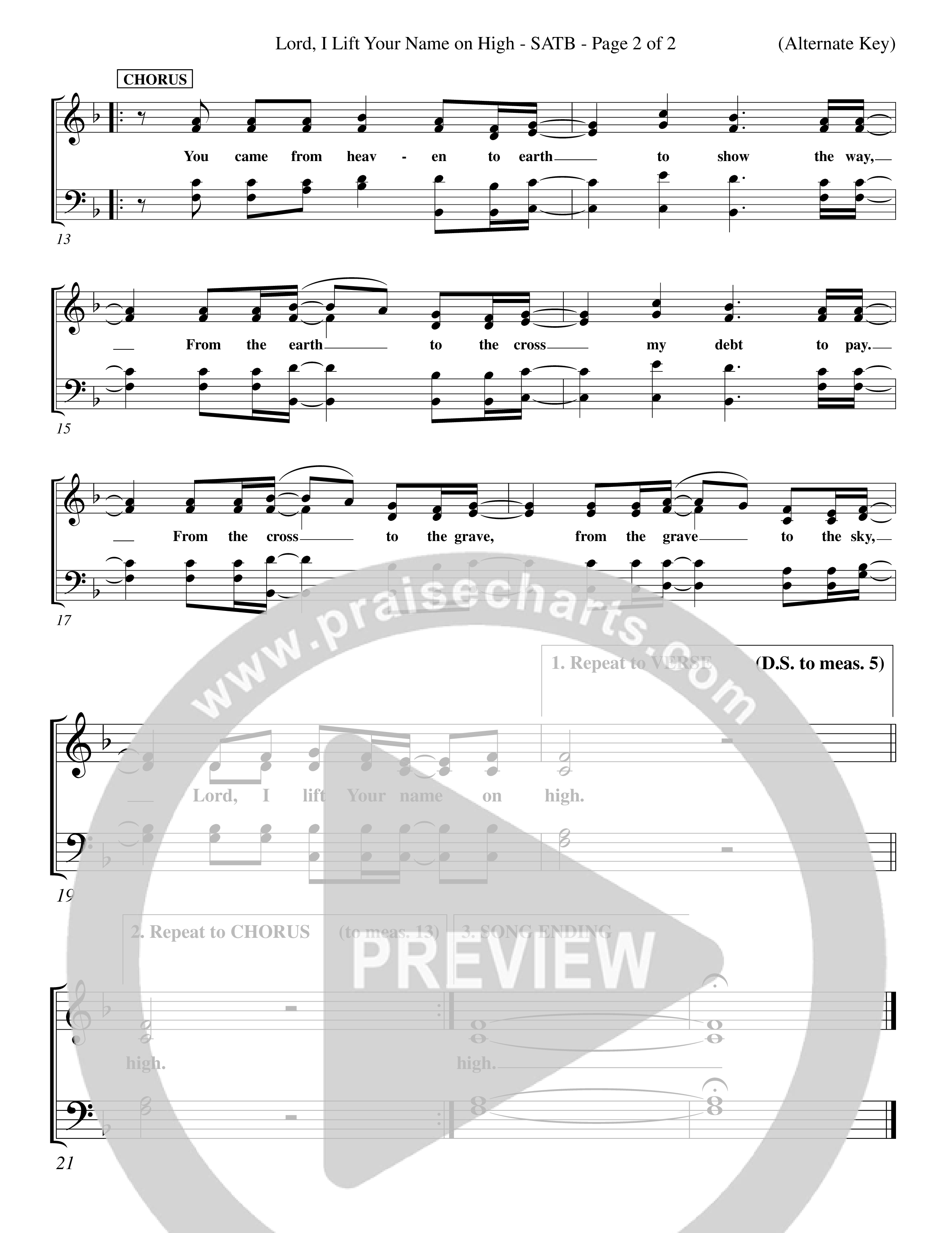 Lord I Lift Your Name On High (Choral Anthem SATB) Choir Sheet (SATB) (Word Music Choral / Orch. Dave Williamson)