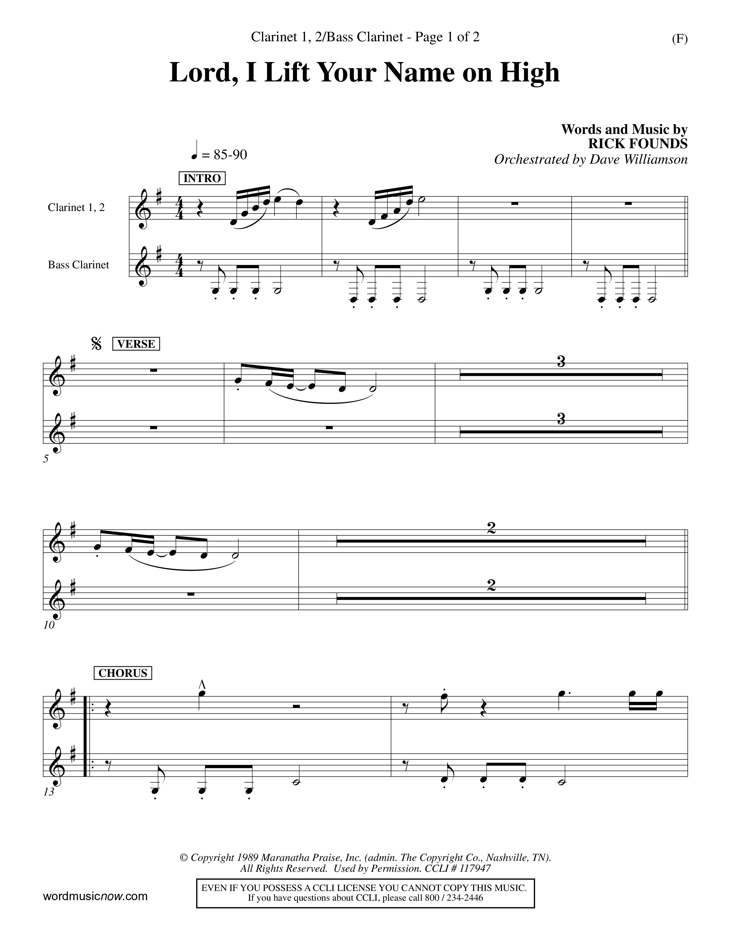 Lord I Lift Your Name On High (Choral Anthem SATB) Clarinet 1/2, Bass Clarinet (Word Music Choral / Orch. Dave Williamson)