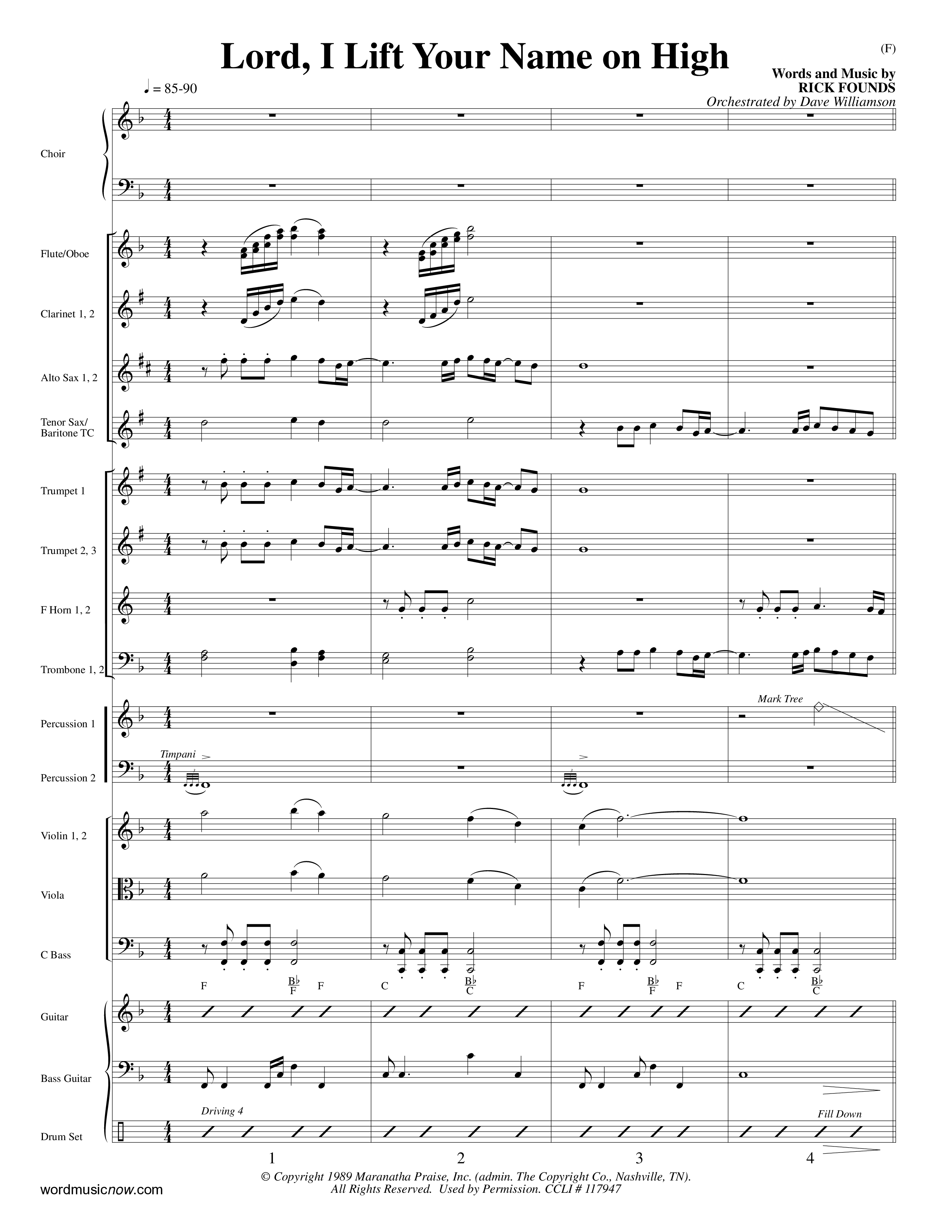 Lord I Lift Your Name On High (Choral Anthem SATB) Conductor's Score (Word Music Choral / Orch. Dave Williamson)