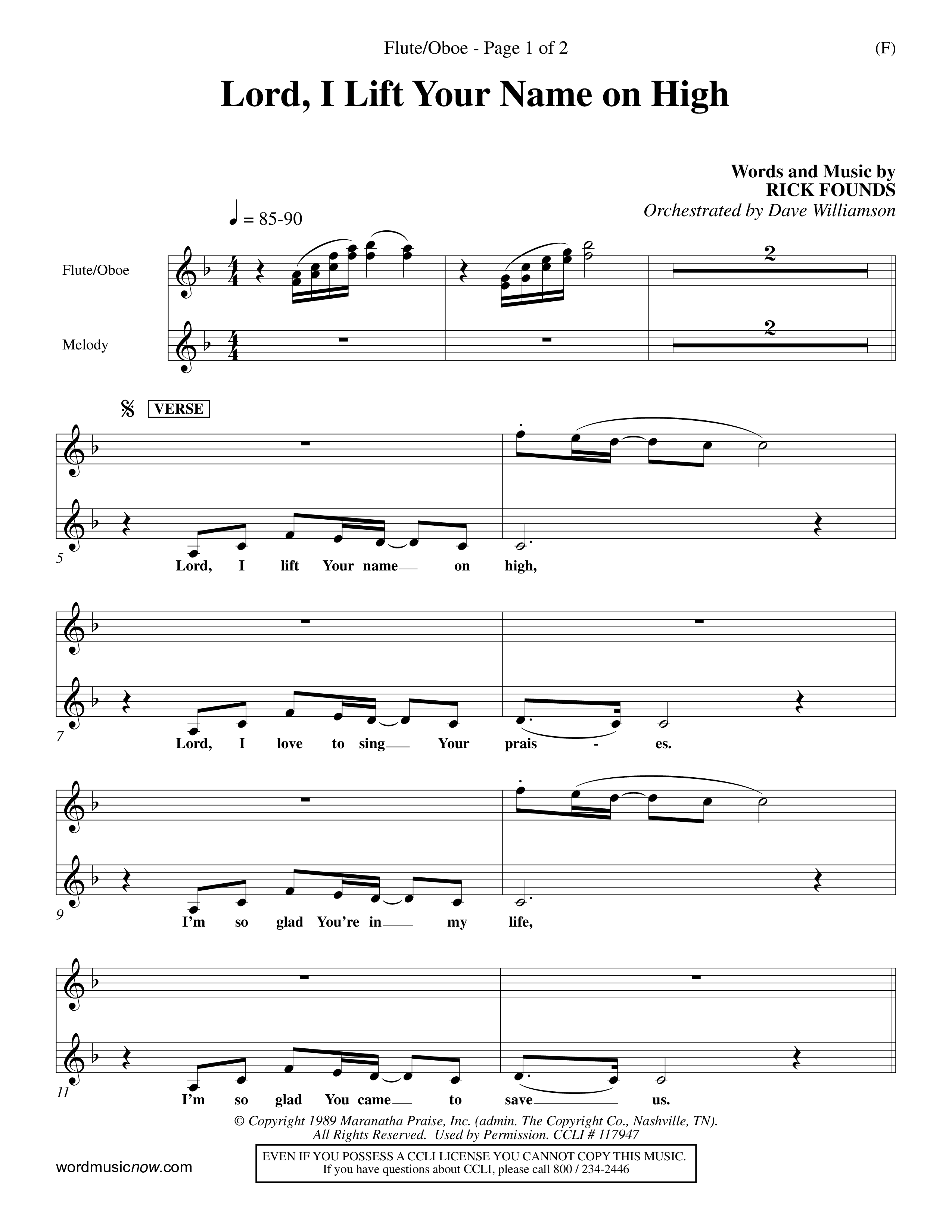 Lord I Lift Your Name On High (Choral Anthem SATB) Flute/Oboe (Word Music Choral / Orch. Dave Williamson)