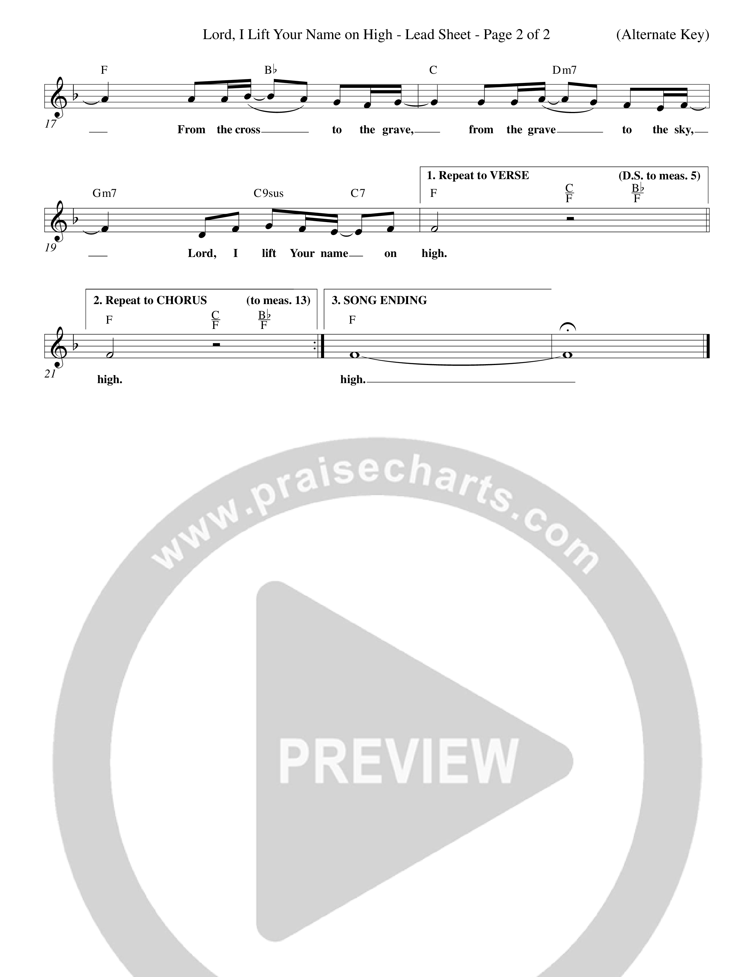 Lord I Lift Your Name On High (Choral Anthem SATB) Lead Sheet (Word Music Choral / Orch. Dave Williamson)