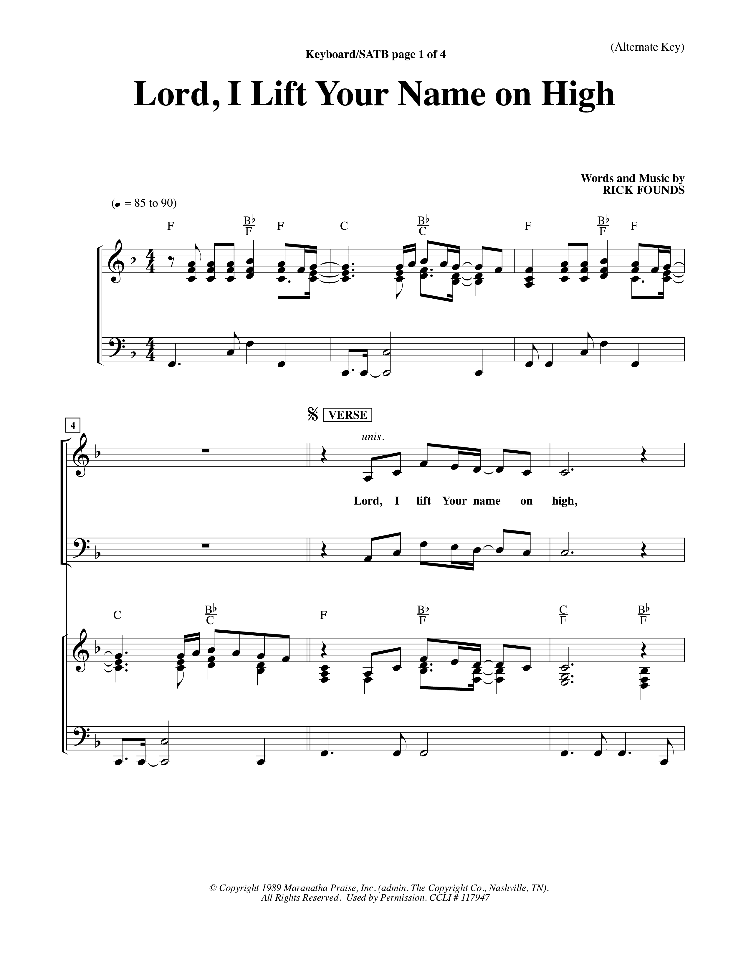 Lord I Lift Your Name On High (Choral Anthem SATB) Keyboard/Vocal (SATB) (Word Music Choral / Orch. Dave Williamson)