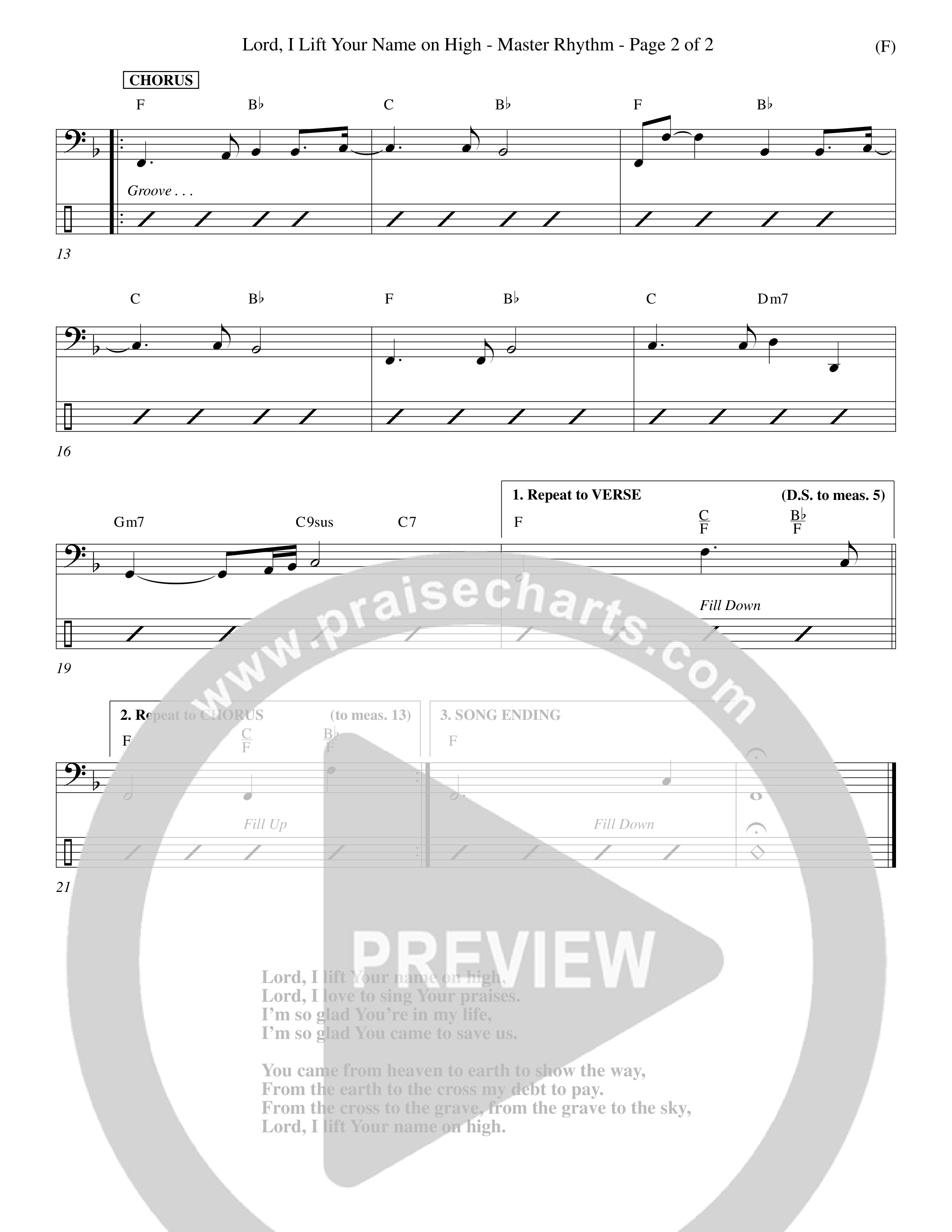 Lord I Lift Your Name On High (Choral Anthem SATB) Rhythm Chart (Word Music Choral / Orch. Dave Williamson)