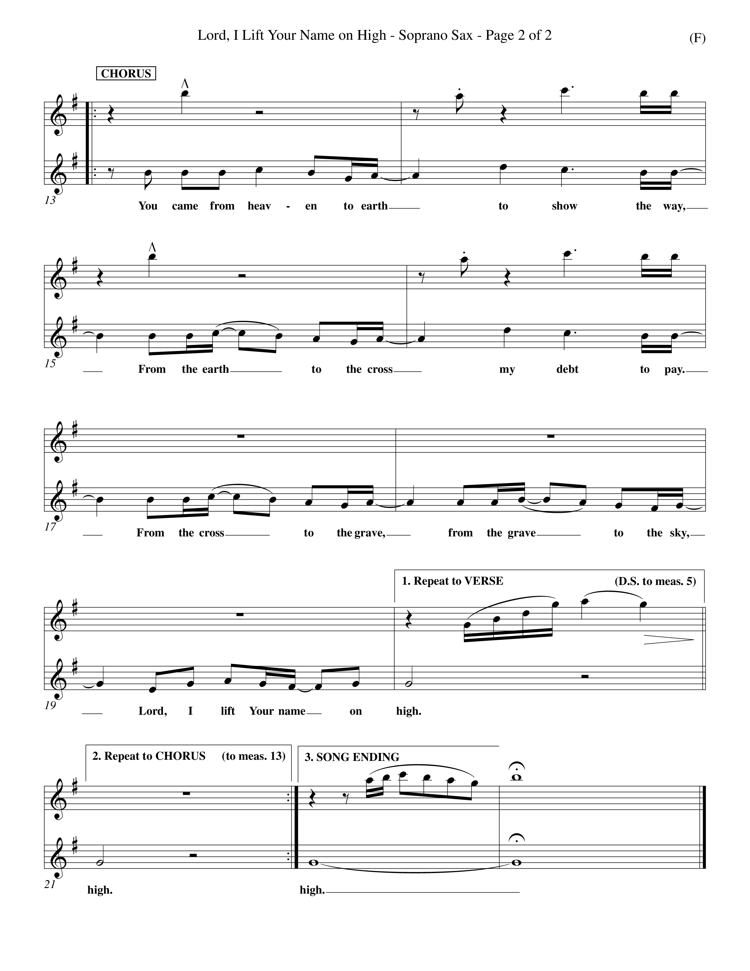 Lord I Lift Your Name On High (Choral Anthem SATB) Saxophone (Word Music Choral / Orch. Dave Williamson)