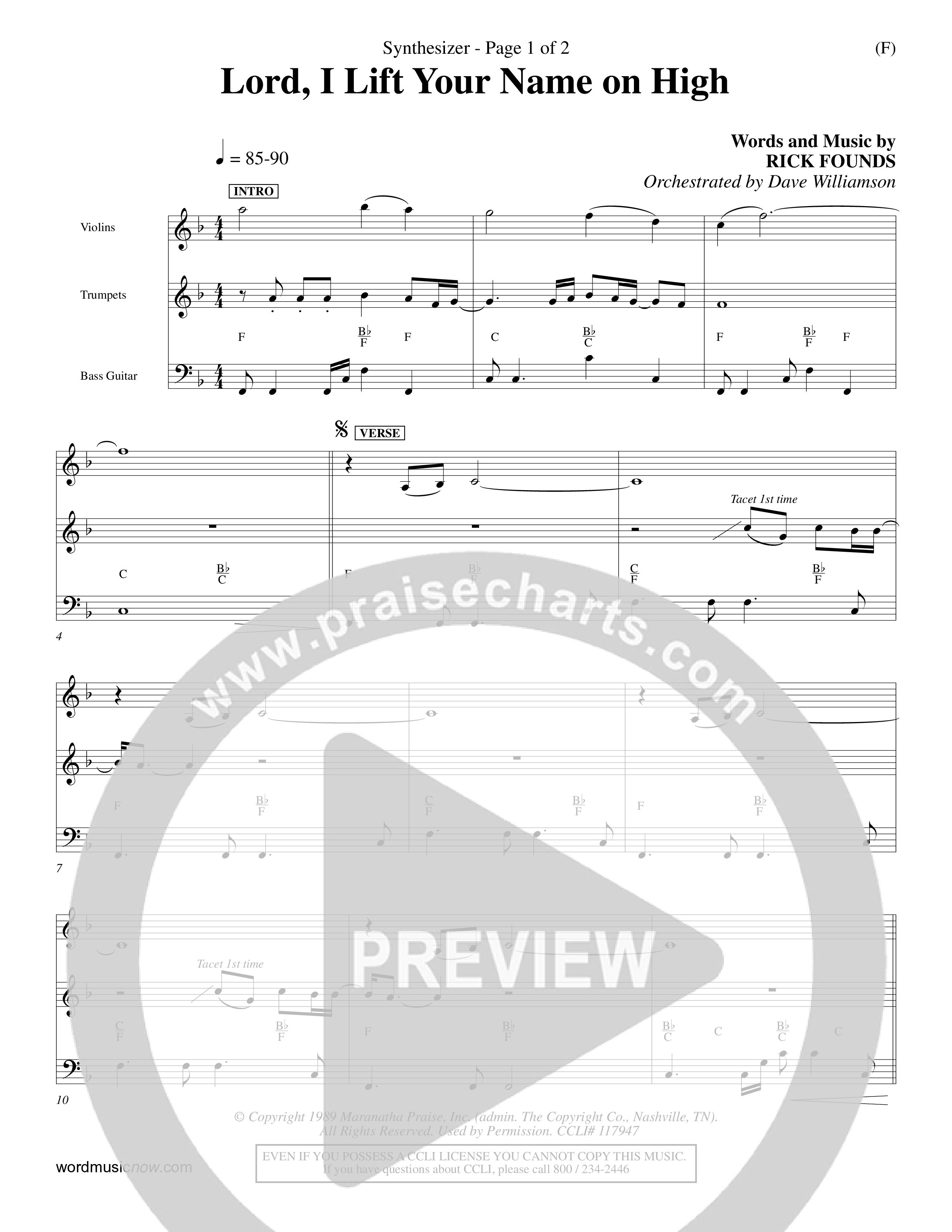 Lord I Lift Your Name On High (Choral Anthem SATB) Synth (Word Music Choral / Orch. Dave Williamson)