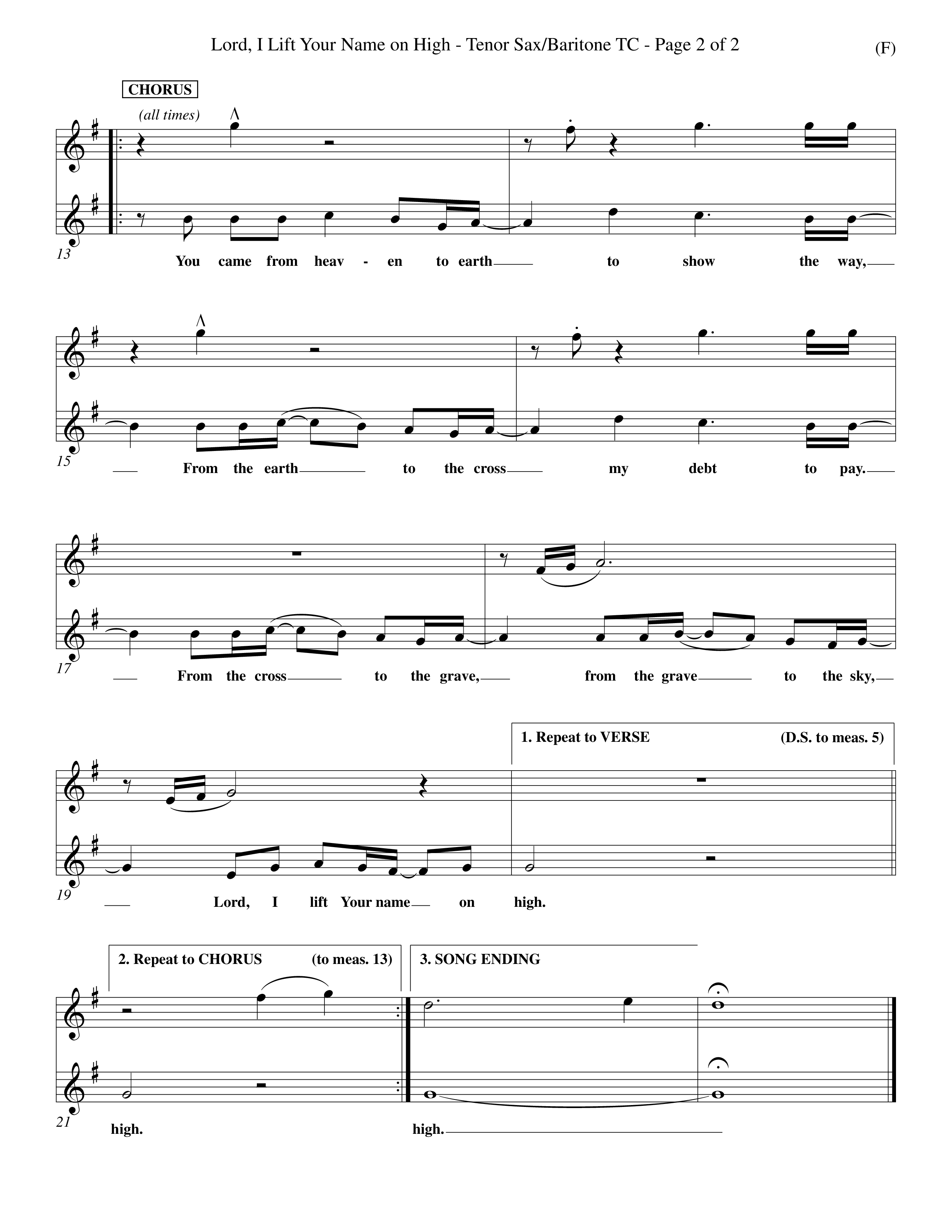 Lord I Lift Your Name On High (Choral Anthem SATB) Tenor Sax/Baritone T.C. (Word Music Choral / Orch. Dave Williamson)