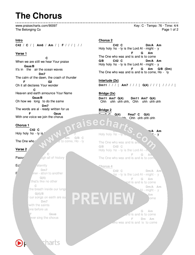 The Chorus Chords & Lyrics (The Belonging Co)