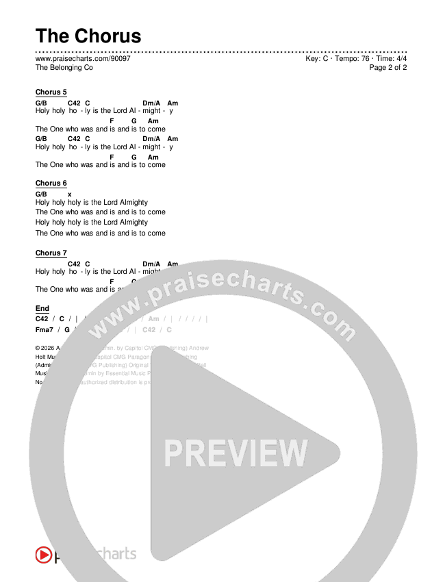 The Chorus Chords & Lyrics (The Belonging Co)
