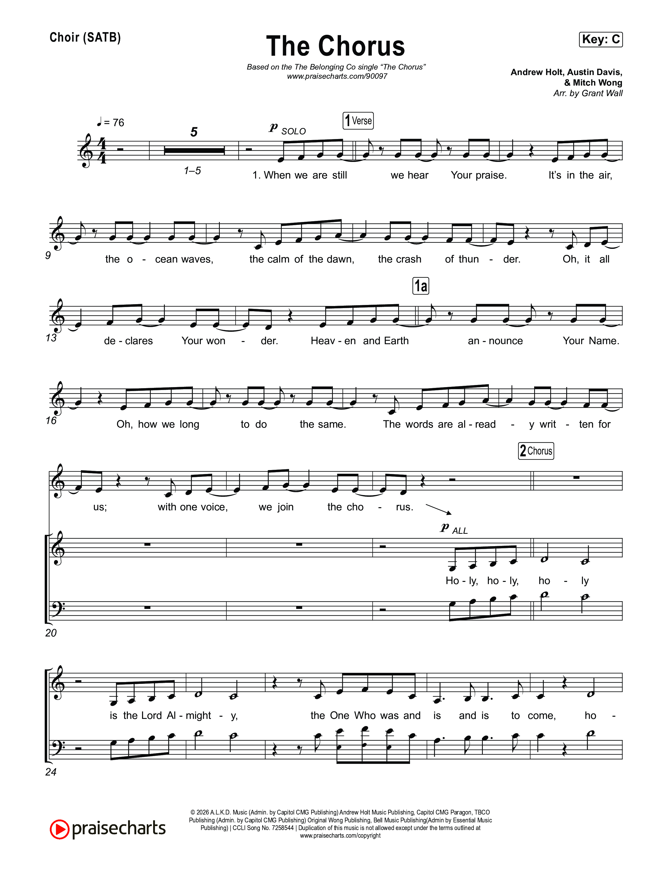 The Chorus Choir Sheet (SATB) (The Belonging Co)