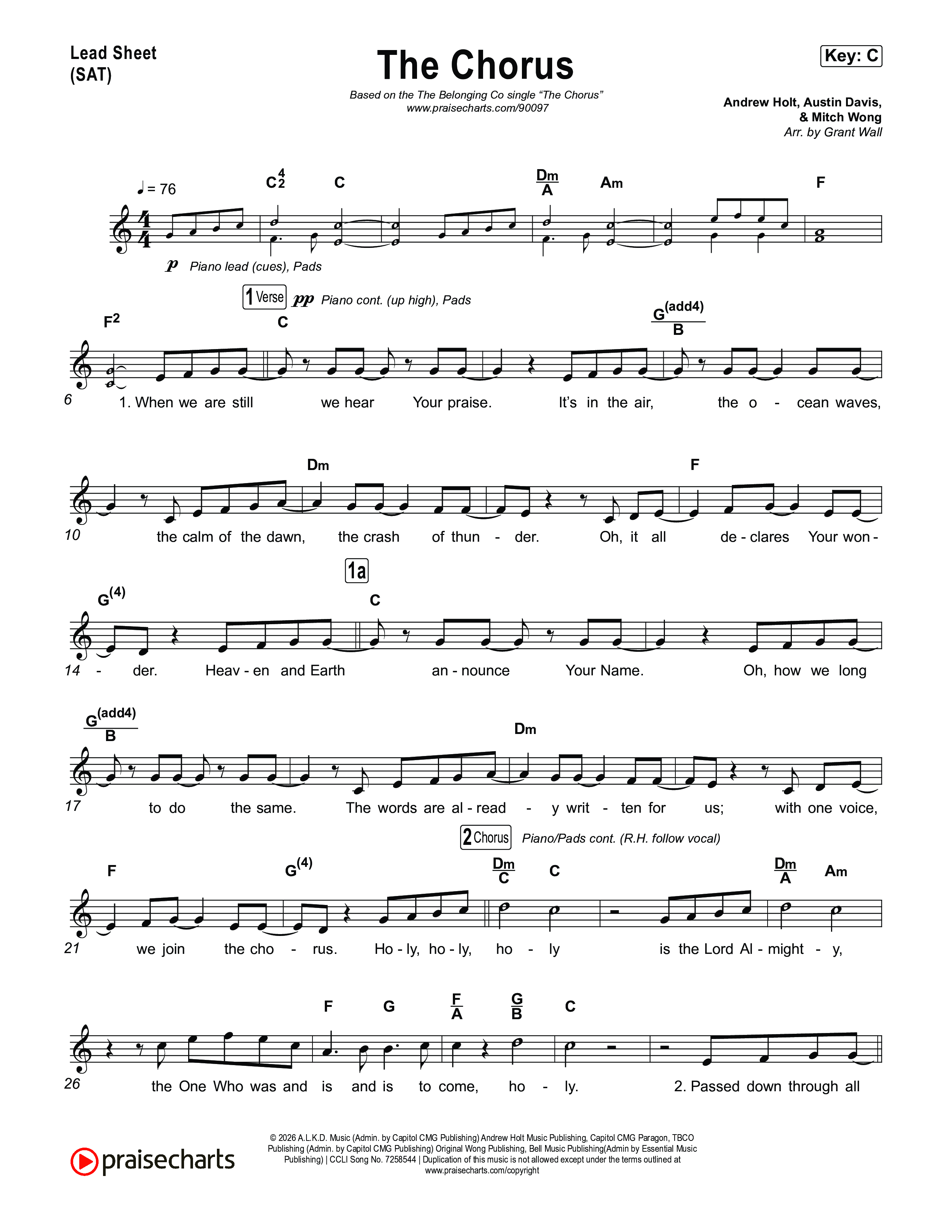 The Chorus Lead Sheet (SAT) (The Belonging Co)