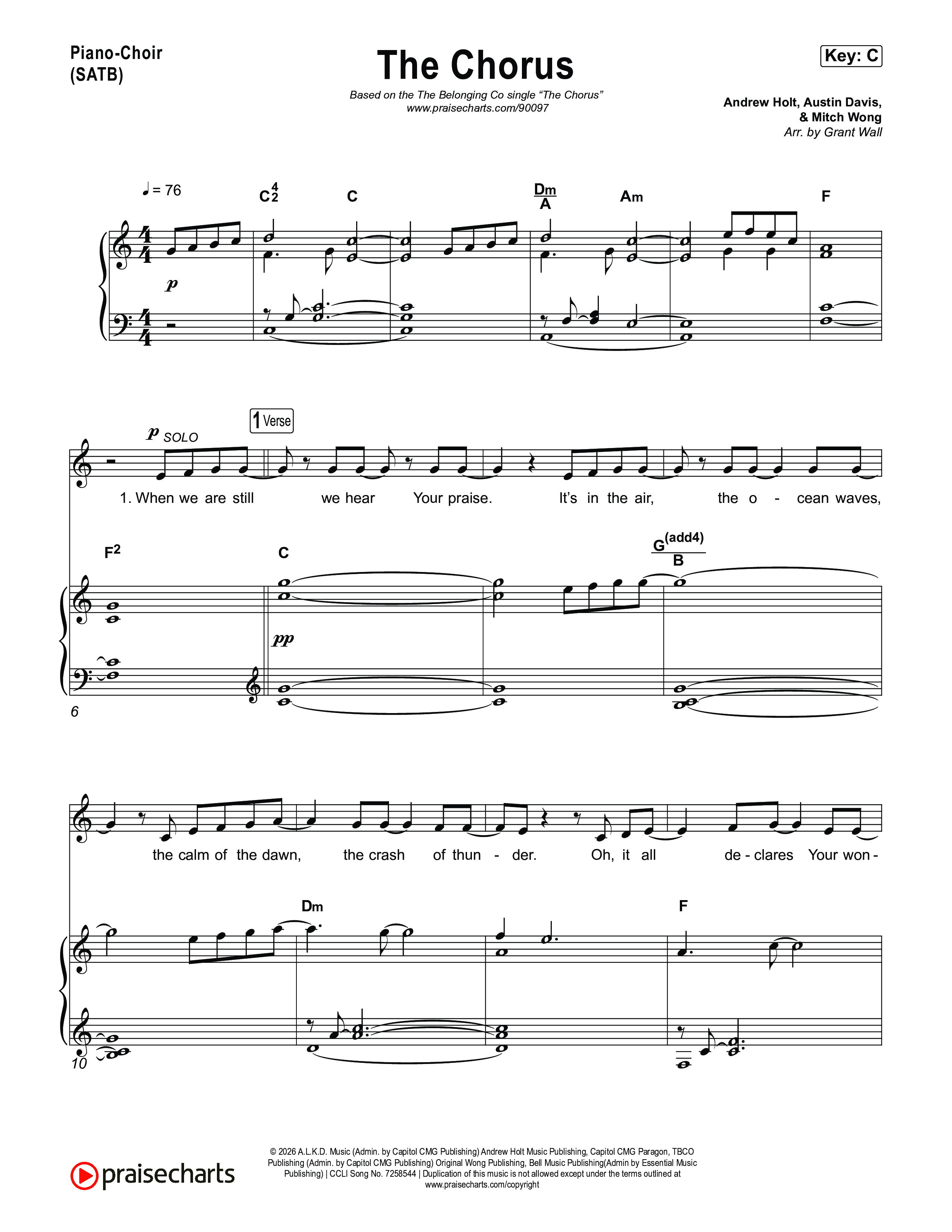 The Chorus Piano/Vocal Pack (The Belonging Co)