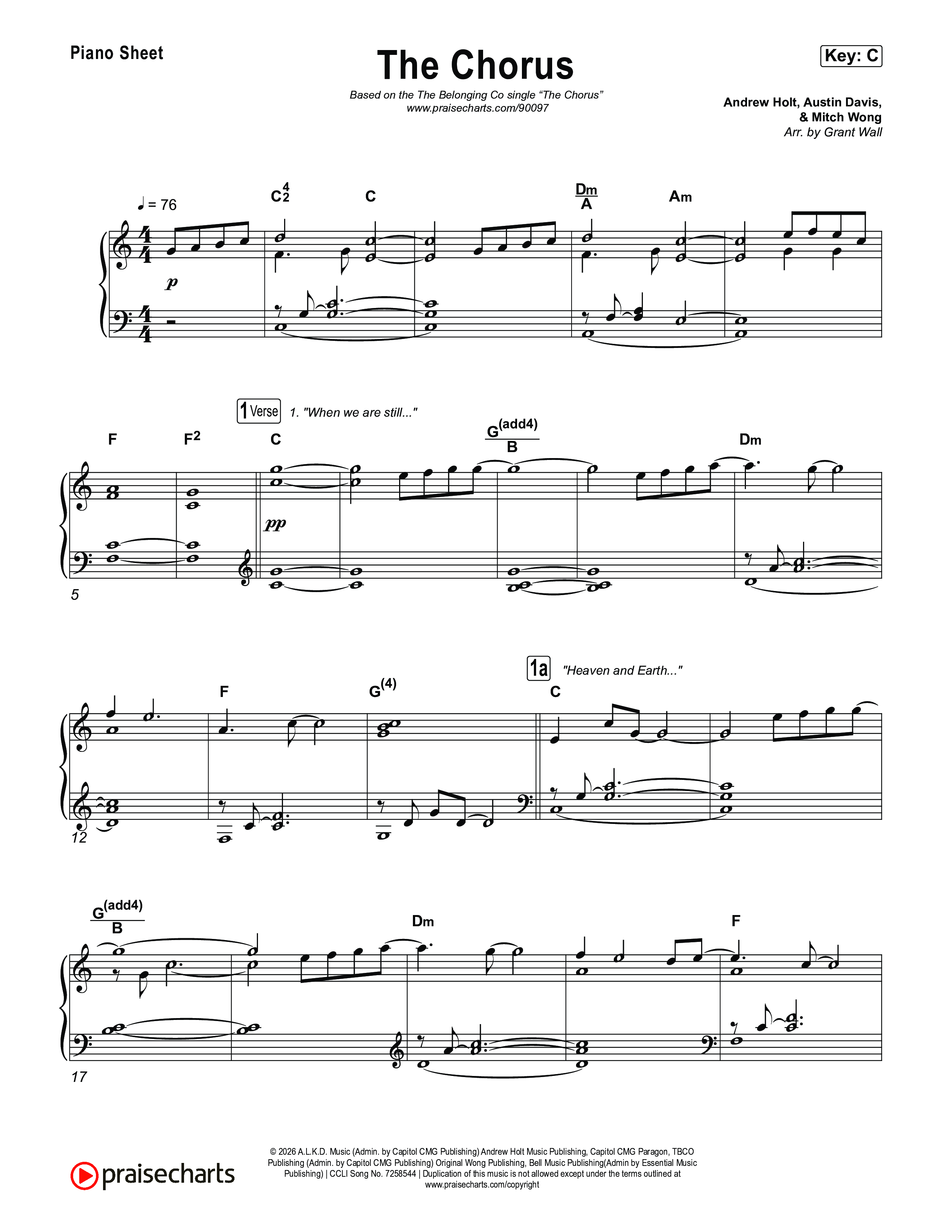 The Chorus Piano Sheet (The Belonging Co)