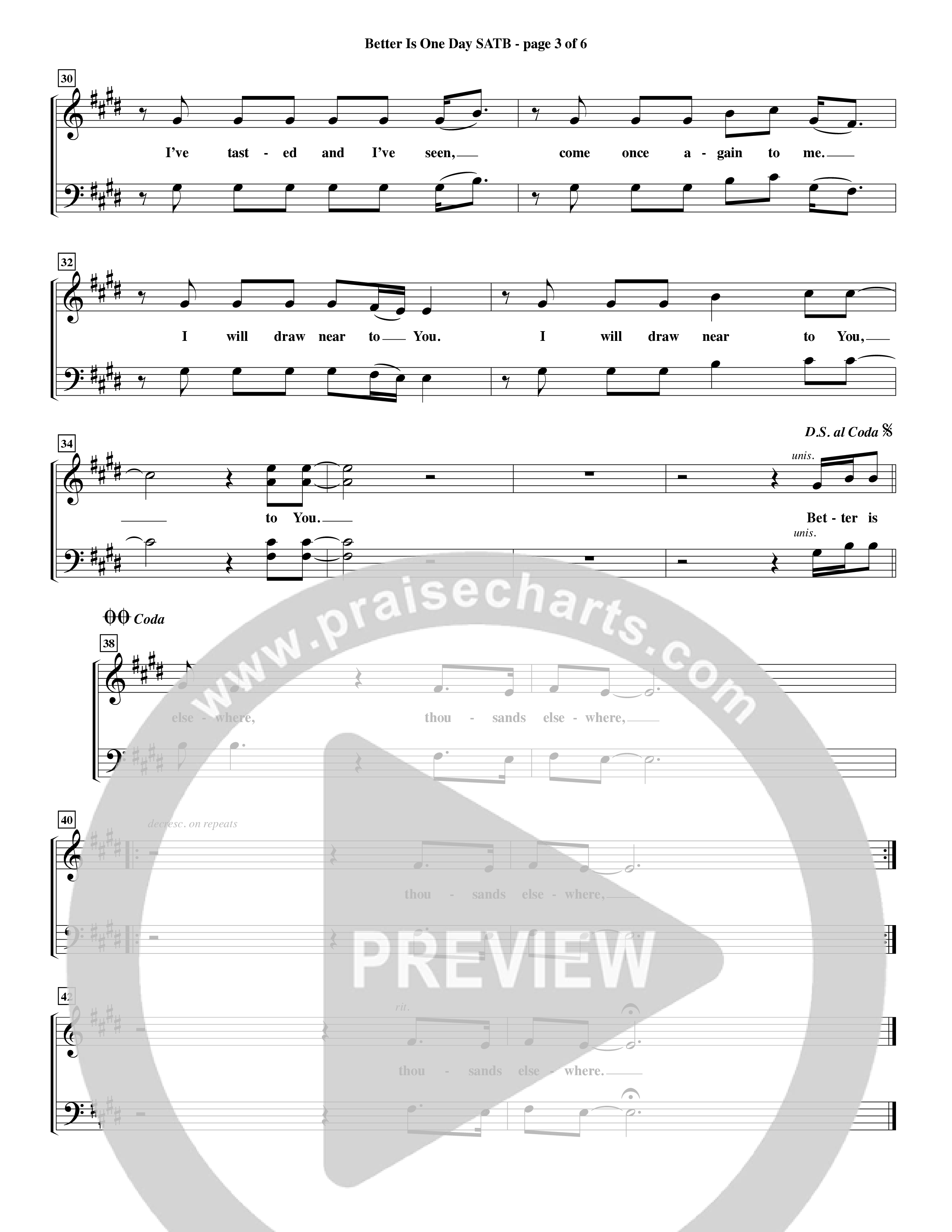 Better Is One Day (Choral Anthem SATB) Choir Sheet (SATB) (Word Music Choral / Orch. Billy Payne)