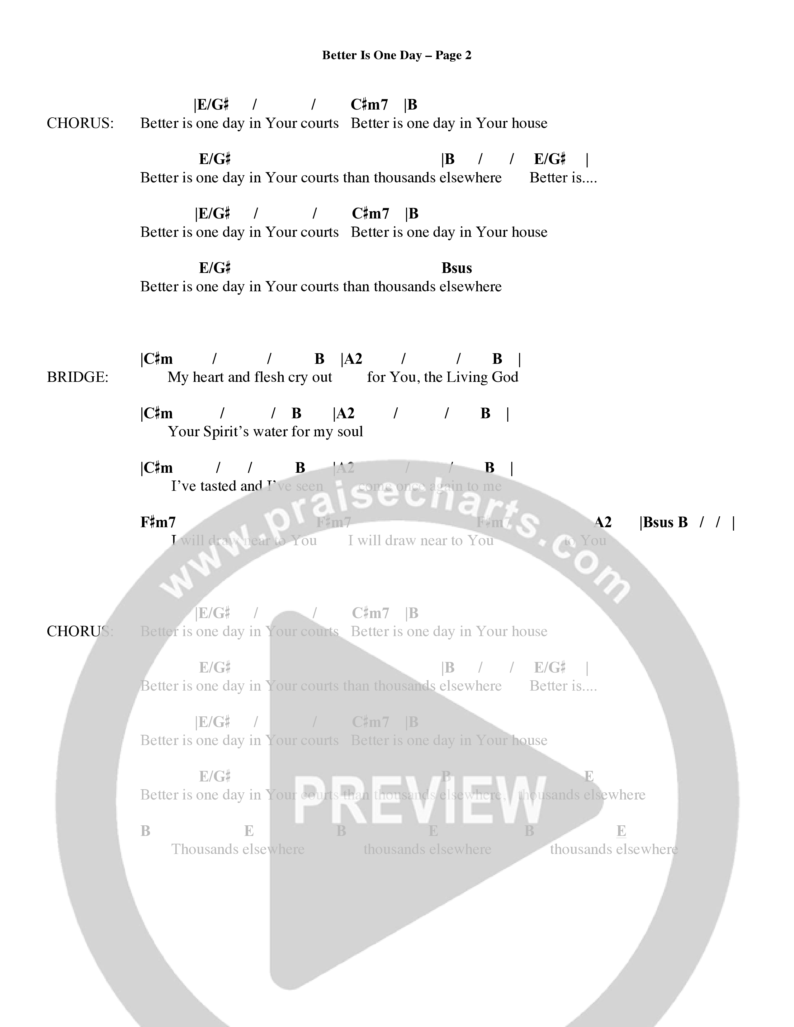 Better Is One Day (Choral Anthem SATB) Chords & Lyrics (Word Music Choral / Orch. Billy Payne)