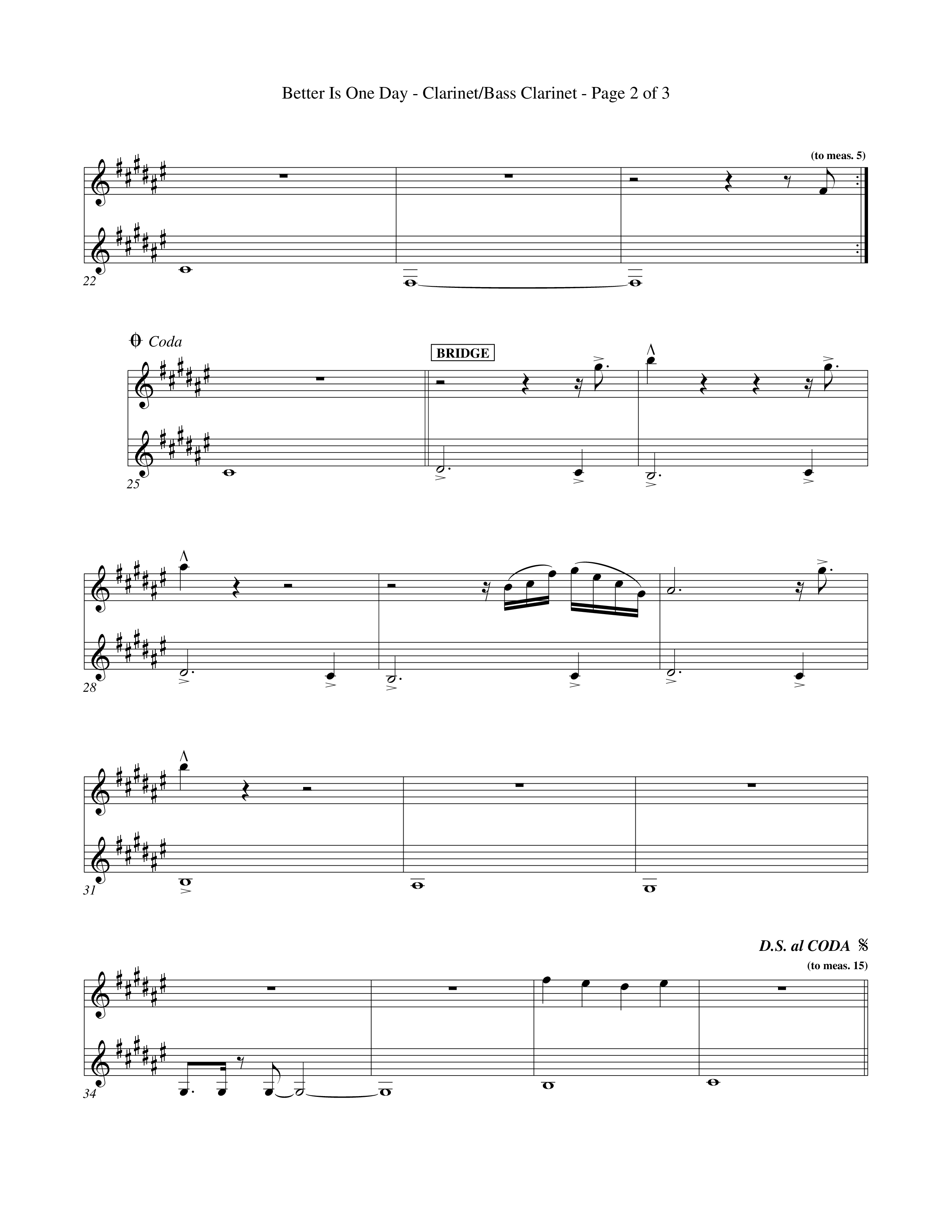 Better Is One Day (Choral Anthem SATB) Clarinet 1/2, Bass Clarinet (Word Music Choral / Orch. Billy Payne)