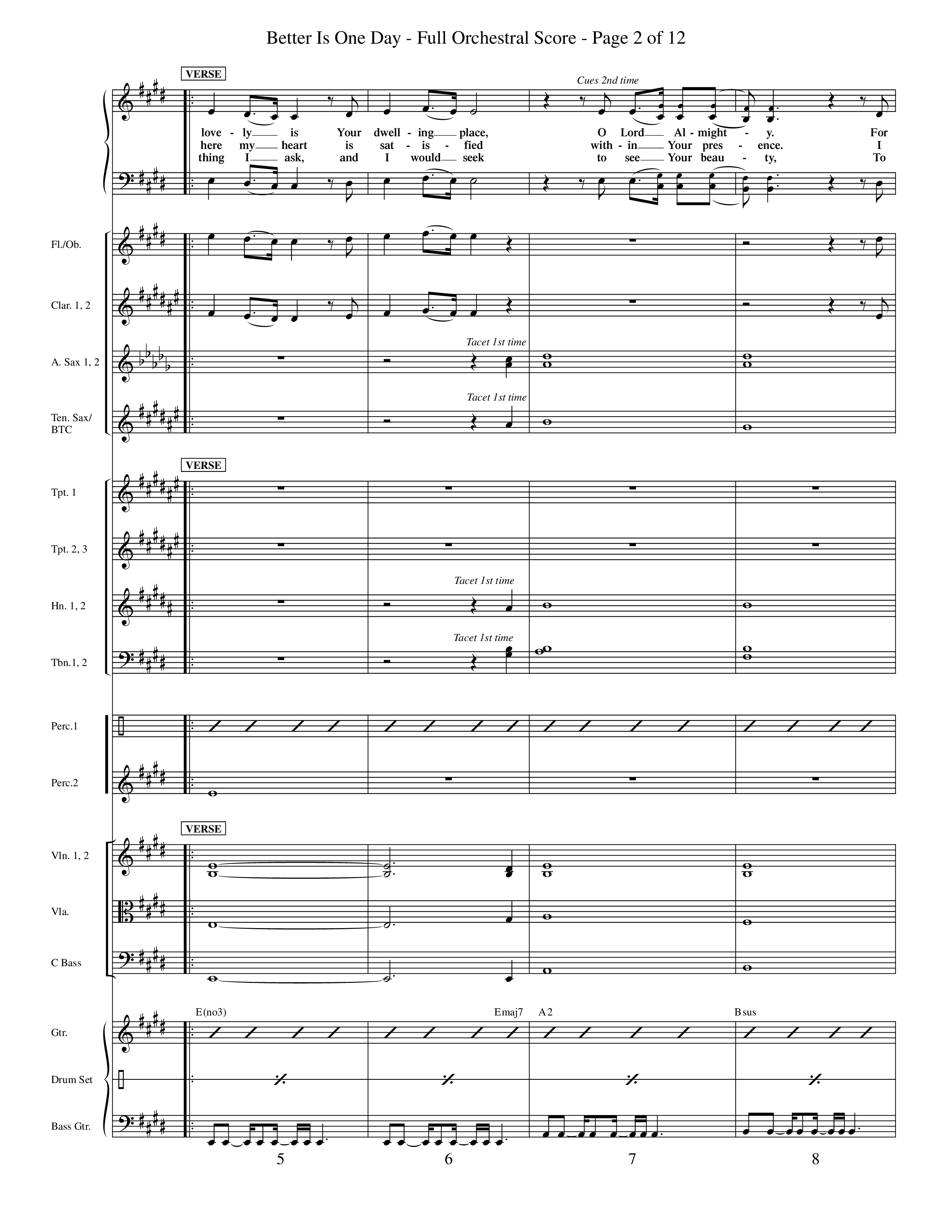Better Is One Day (Choral Anthem SATB) Orchestration (Word Music Choral / Orch. Billy Payne)