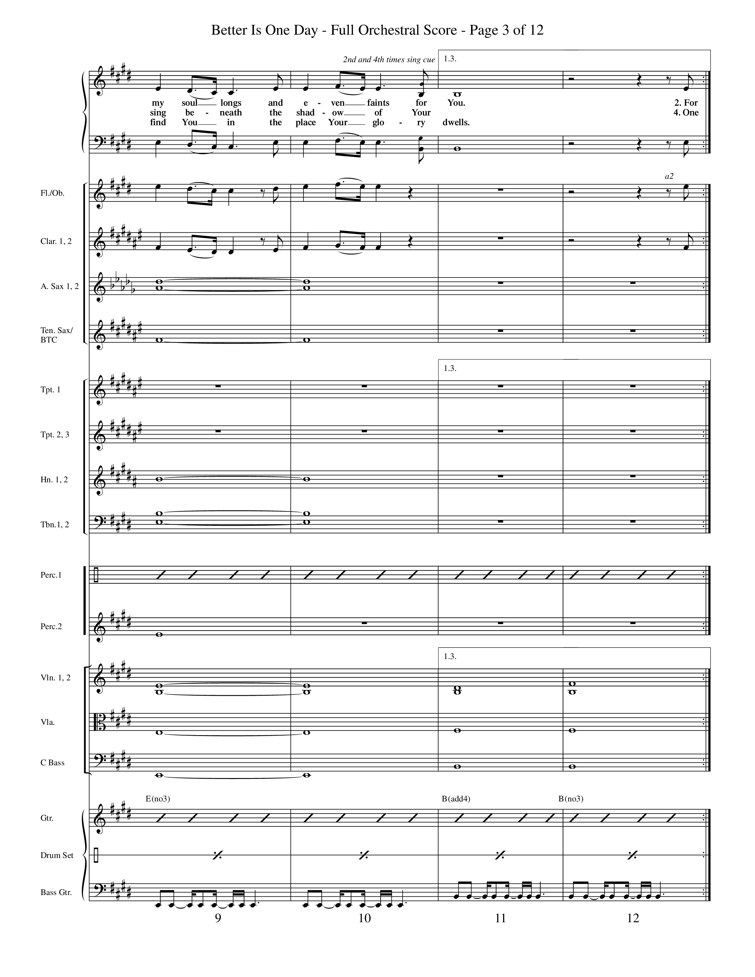 Better Is One Day (Choral Anthem SATB) Orchestration (Word Music Choral / Orch. Billy Payne)