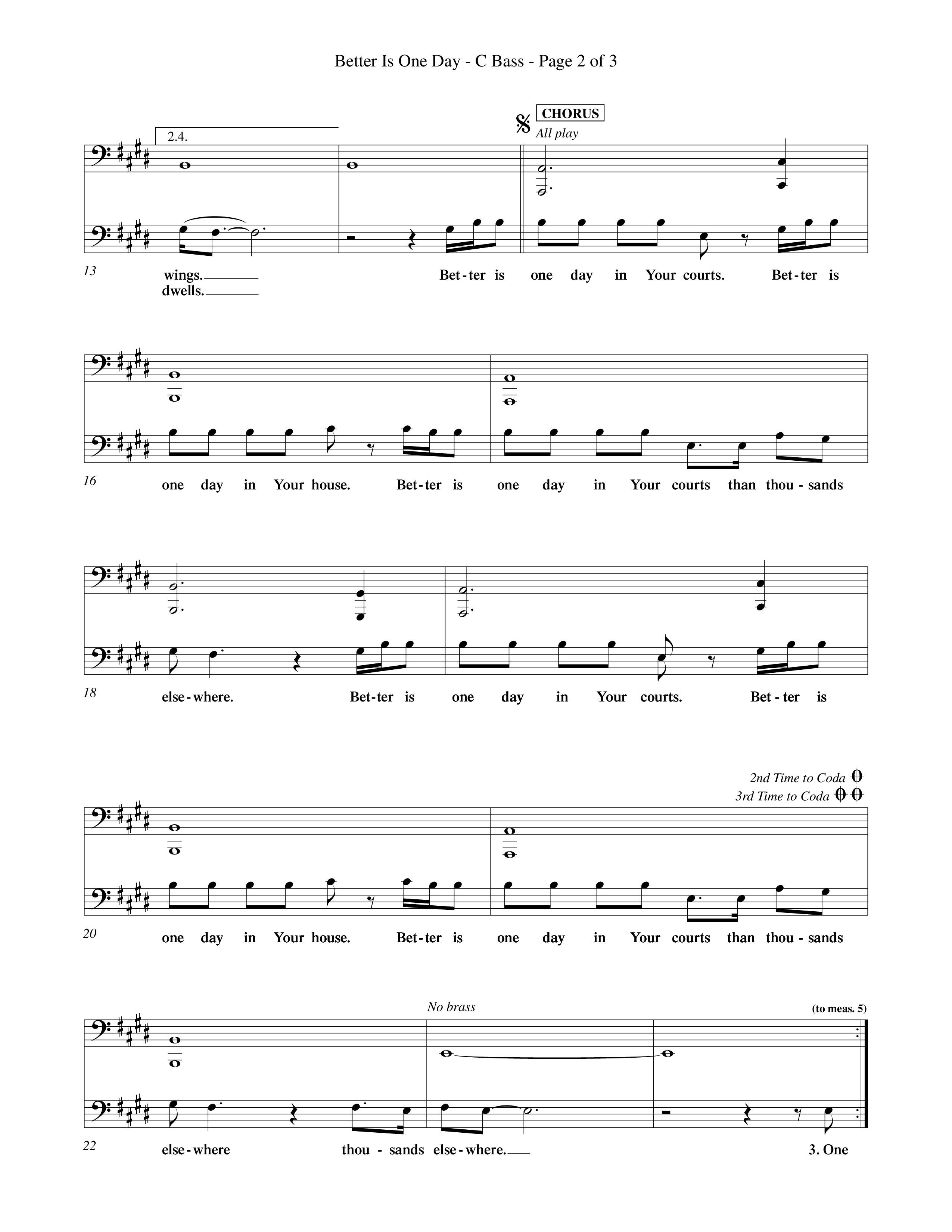 Better Is One Day (Choral Anthem SATB) Contrabass (Word Music Choral / Orch. Billy Payne)